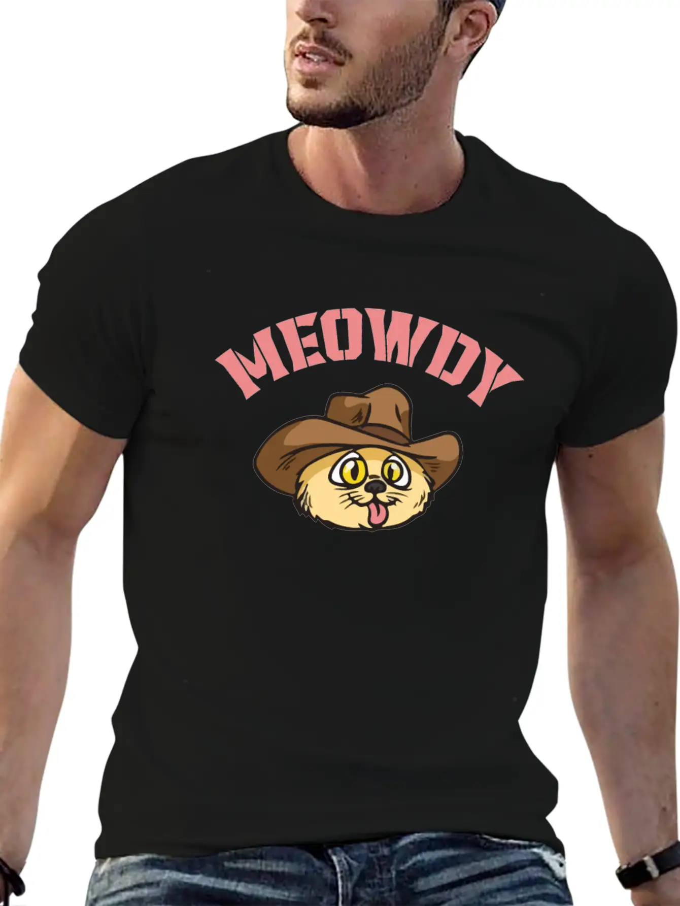 Meowdy - Funny Mashup Between Meow And Howdy - Cat Classic Cotton Tee – Unisex Comfort For Any Season