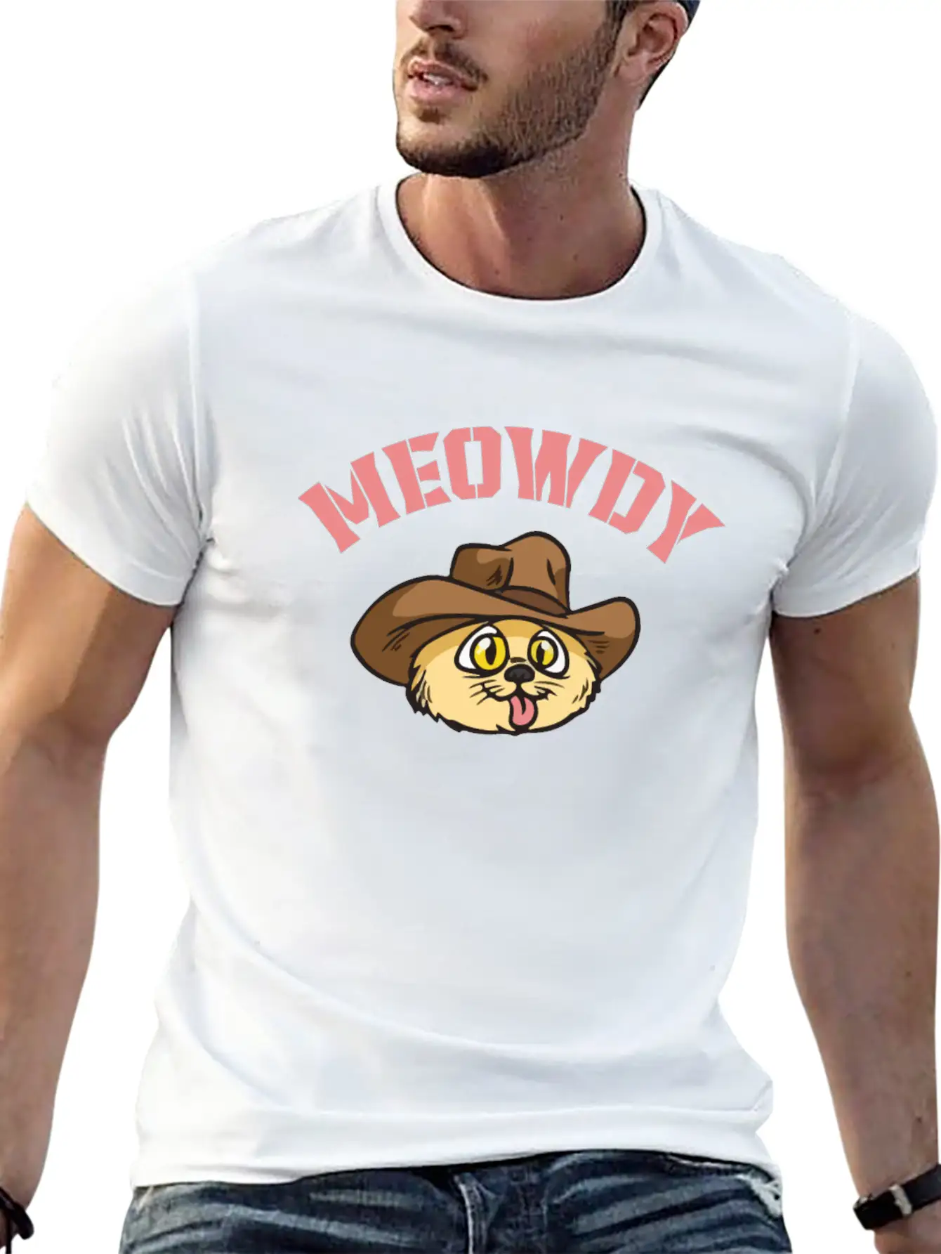Meowdy - Funny Mashup Between Meow And Howdy - Cat Classic Cotton Tee – Unisex Comfort For Any Season