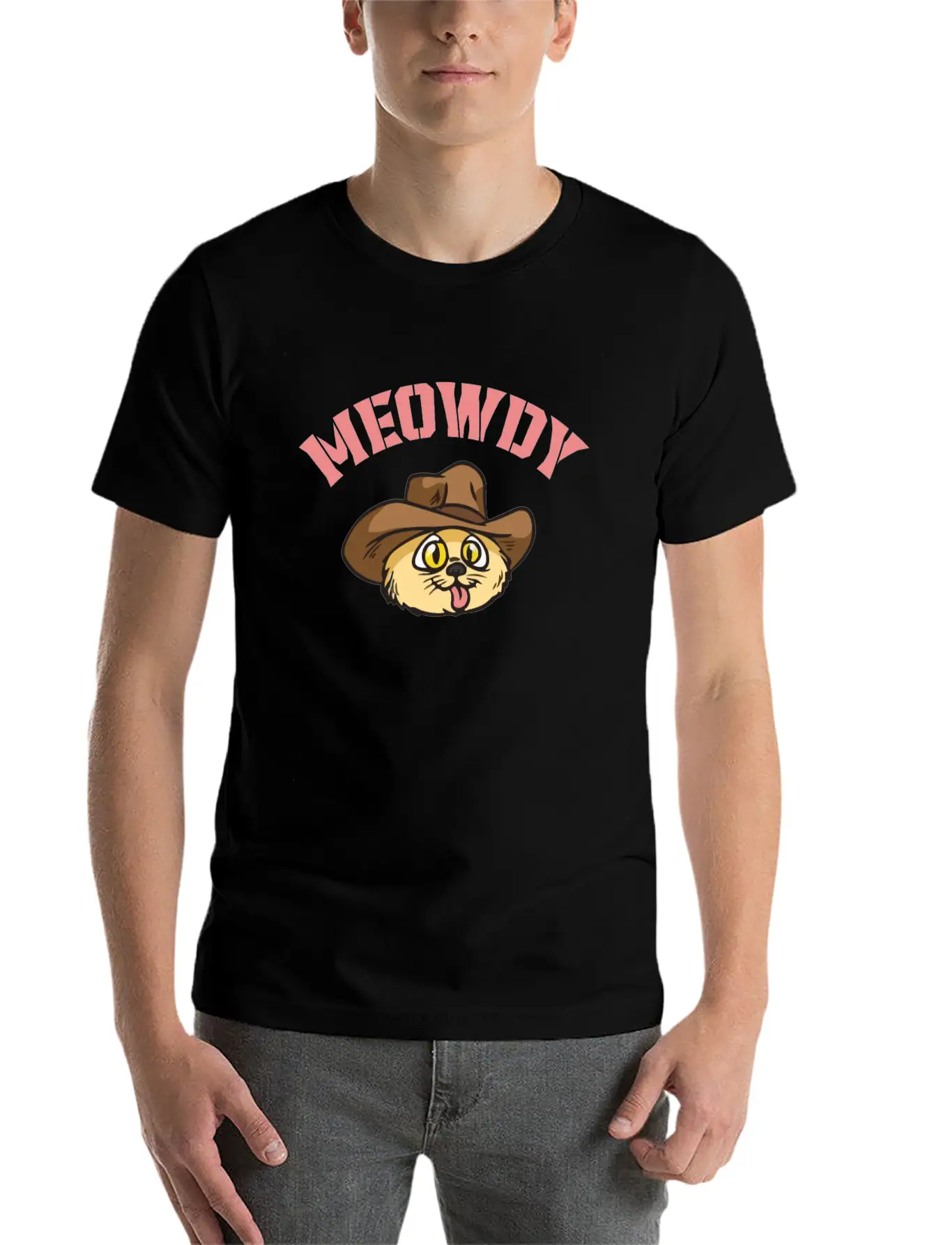 Meowdy - Funny Mashup Between Meow And Howdy - Cat Classic Cotton Tee – Unisex Comfort For Any Season