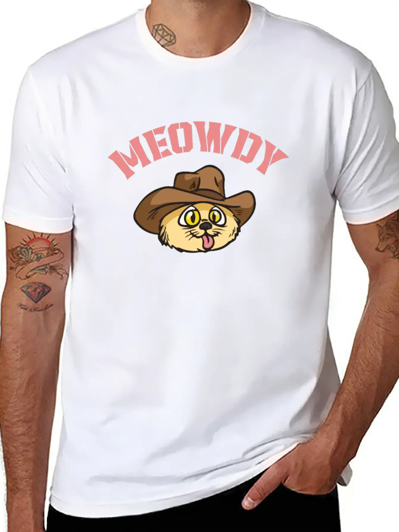 Meowdy - Funny Mashup Between Meow And Howdy - Cat Classic Cotton Tee – Unisex Comfort For Any Season