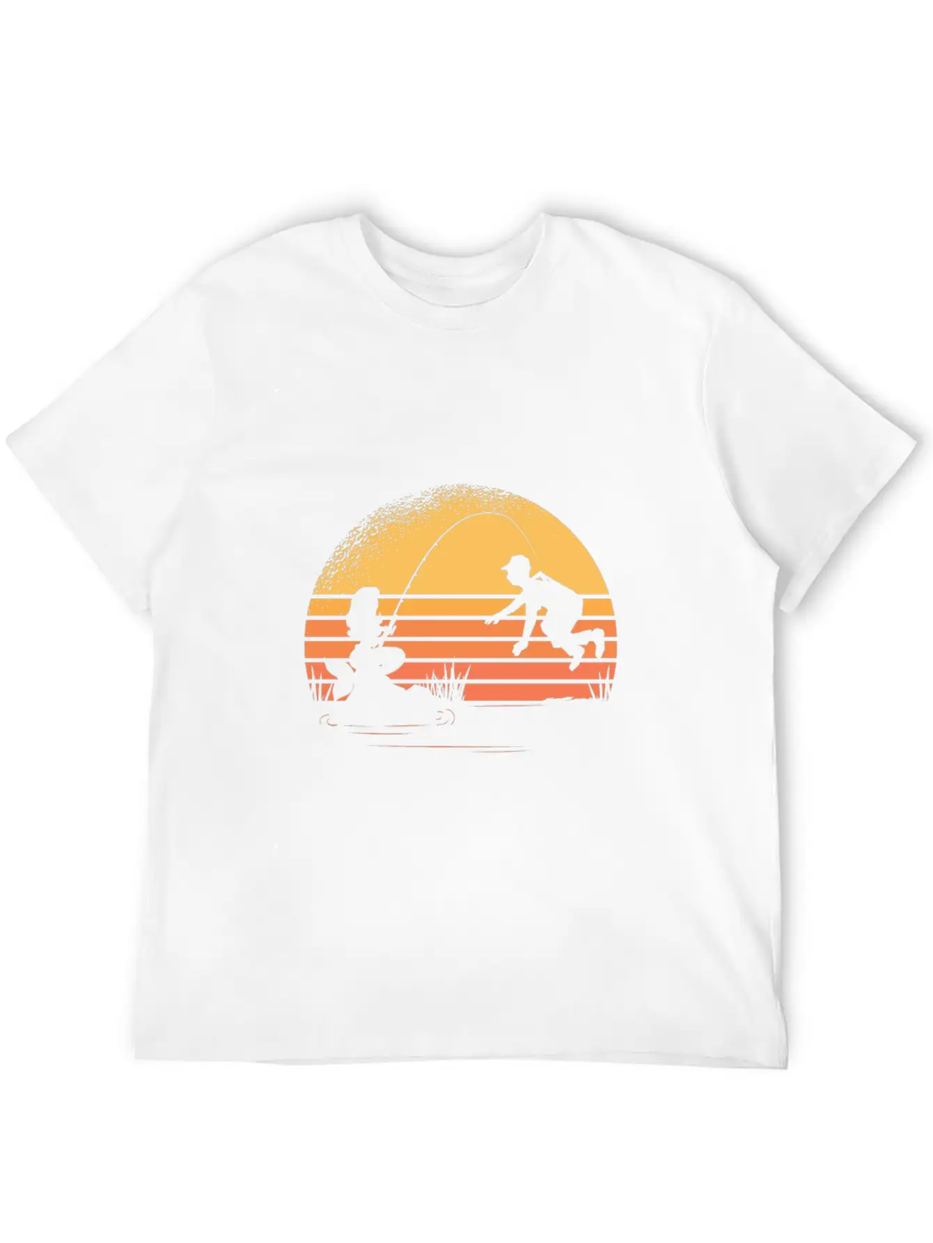 Mermaid Is Fishing Silhouette Stylish Everyday T-Shirt – Unisex Basic Cotton Tee