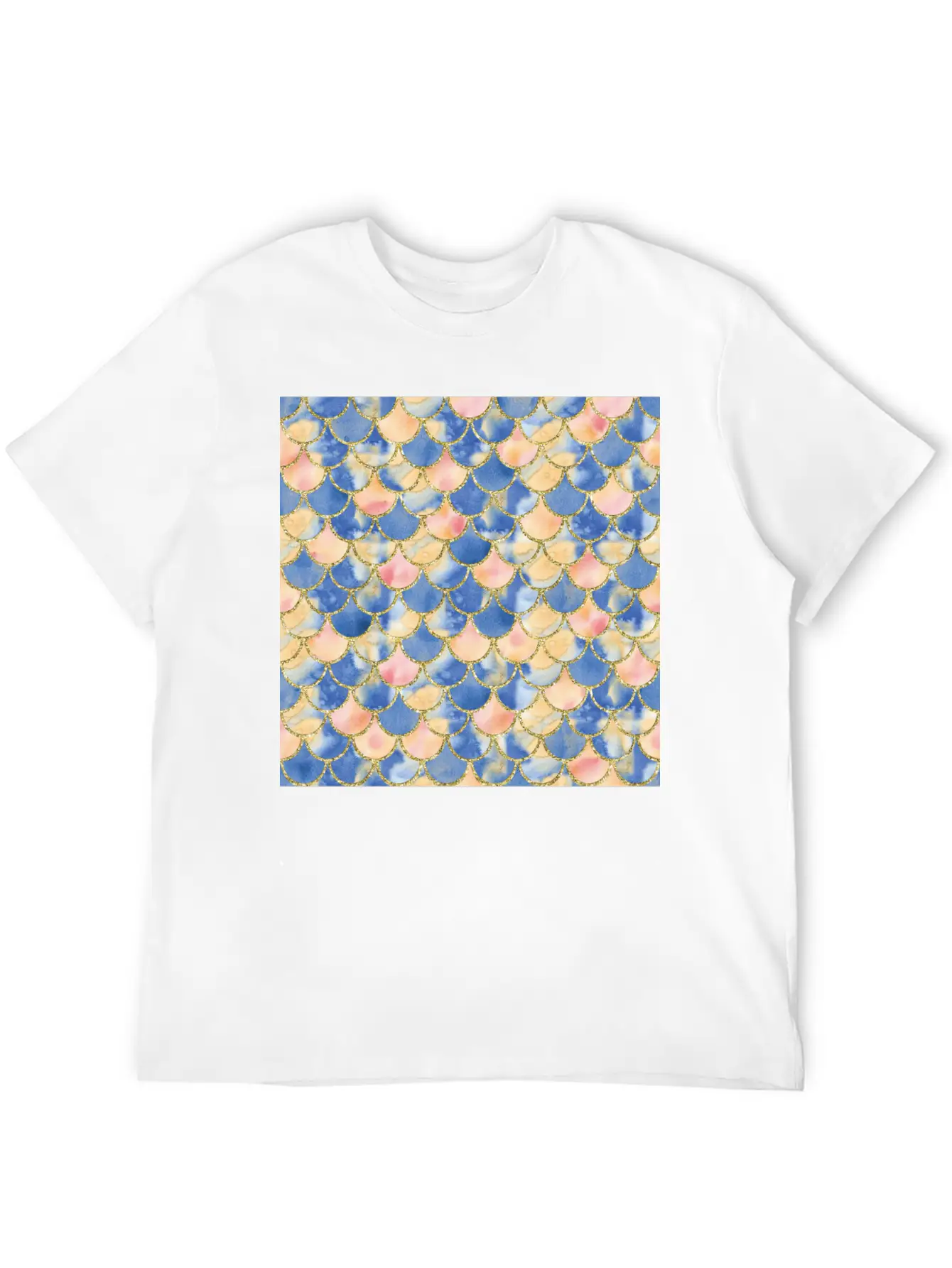 Mermaid Scales Neck Gator Peach Blue Mermaid Basic Graphic T-Shirt – Daily Comfort In Soft Cotton