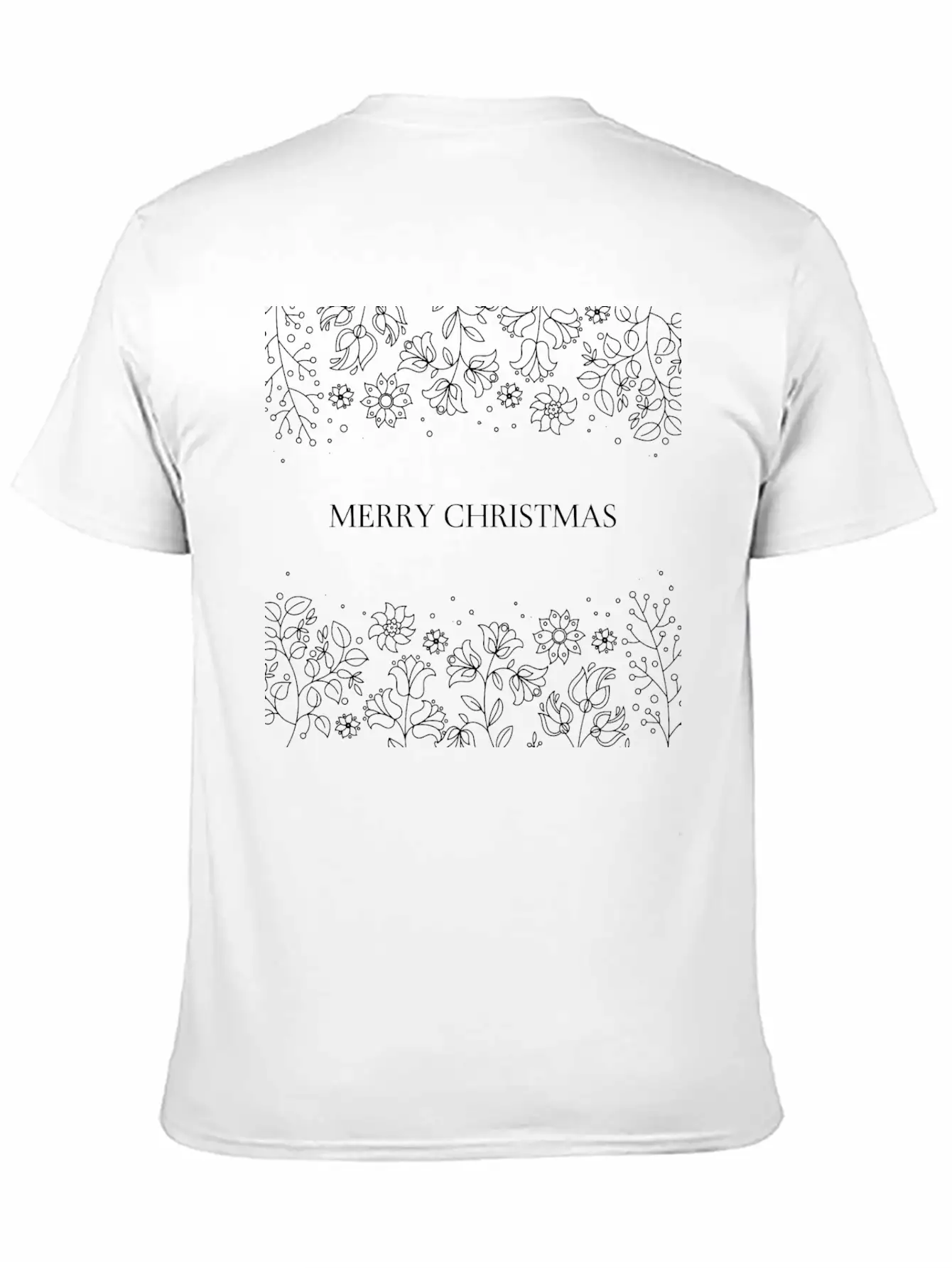 Merry Christmas Floral Doodle Pattern Unisex Cotton Tee – Relaxed Fit For Any Occasion