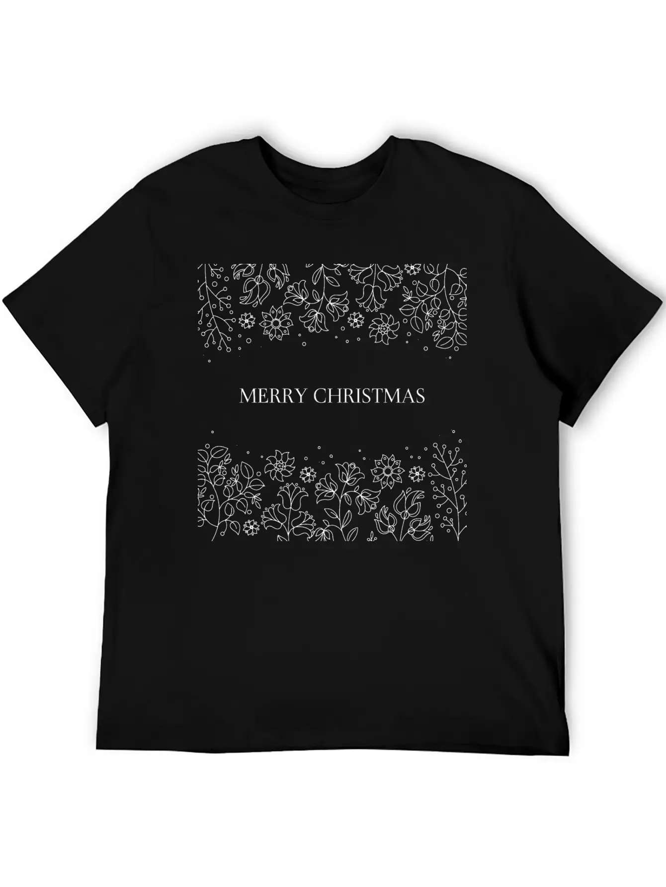 Merry Christmas Floral Doodle Pattern Unisex Cotton Tee – Relaxed Fit For Any Occasion