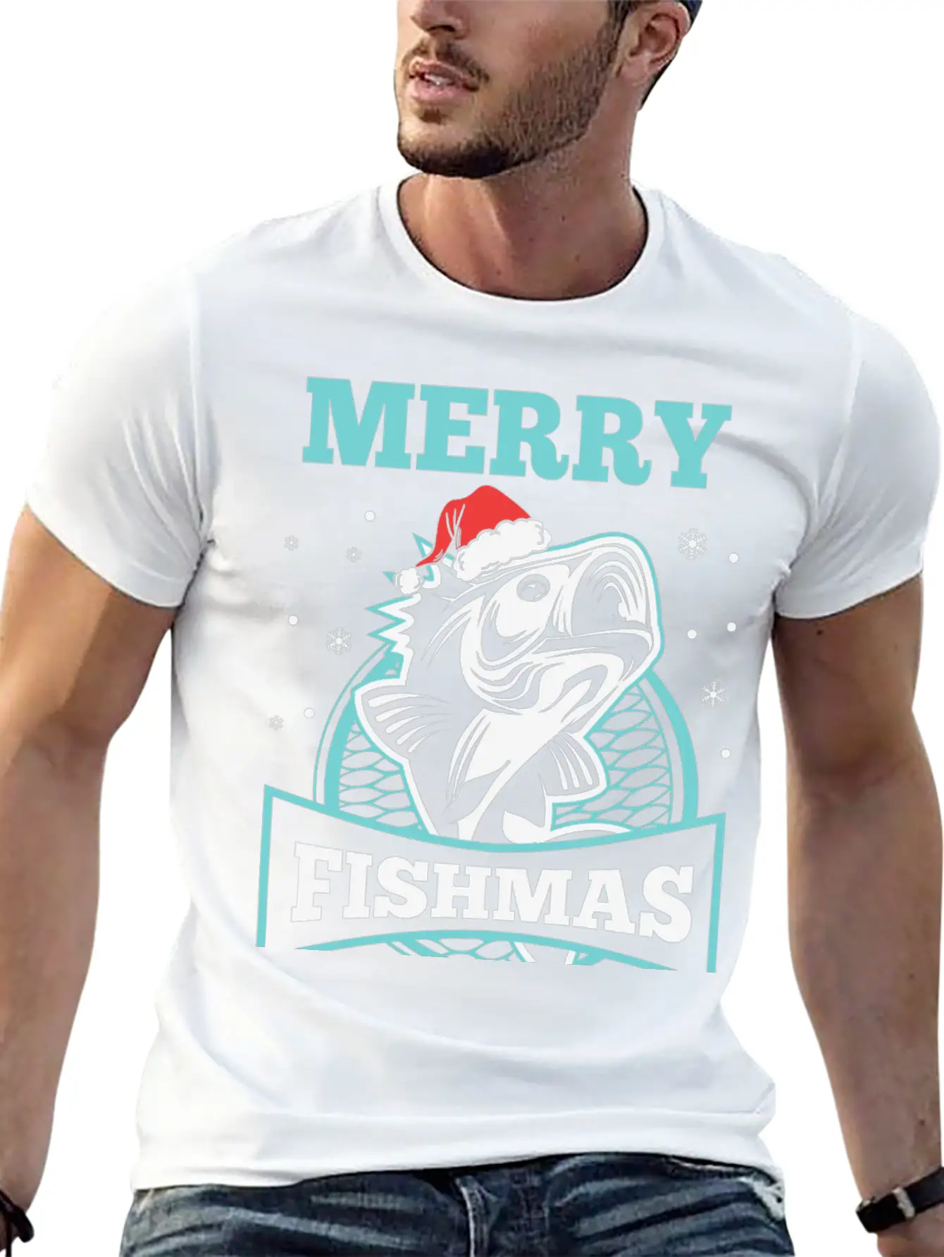 Merry Fishmass Funny Xmas Gift For Fishers Stylish Everyday T-Shirt – Unisex Basic Cotton Tee
