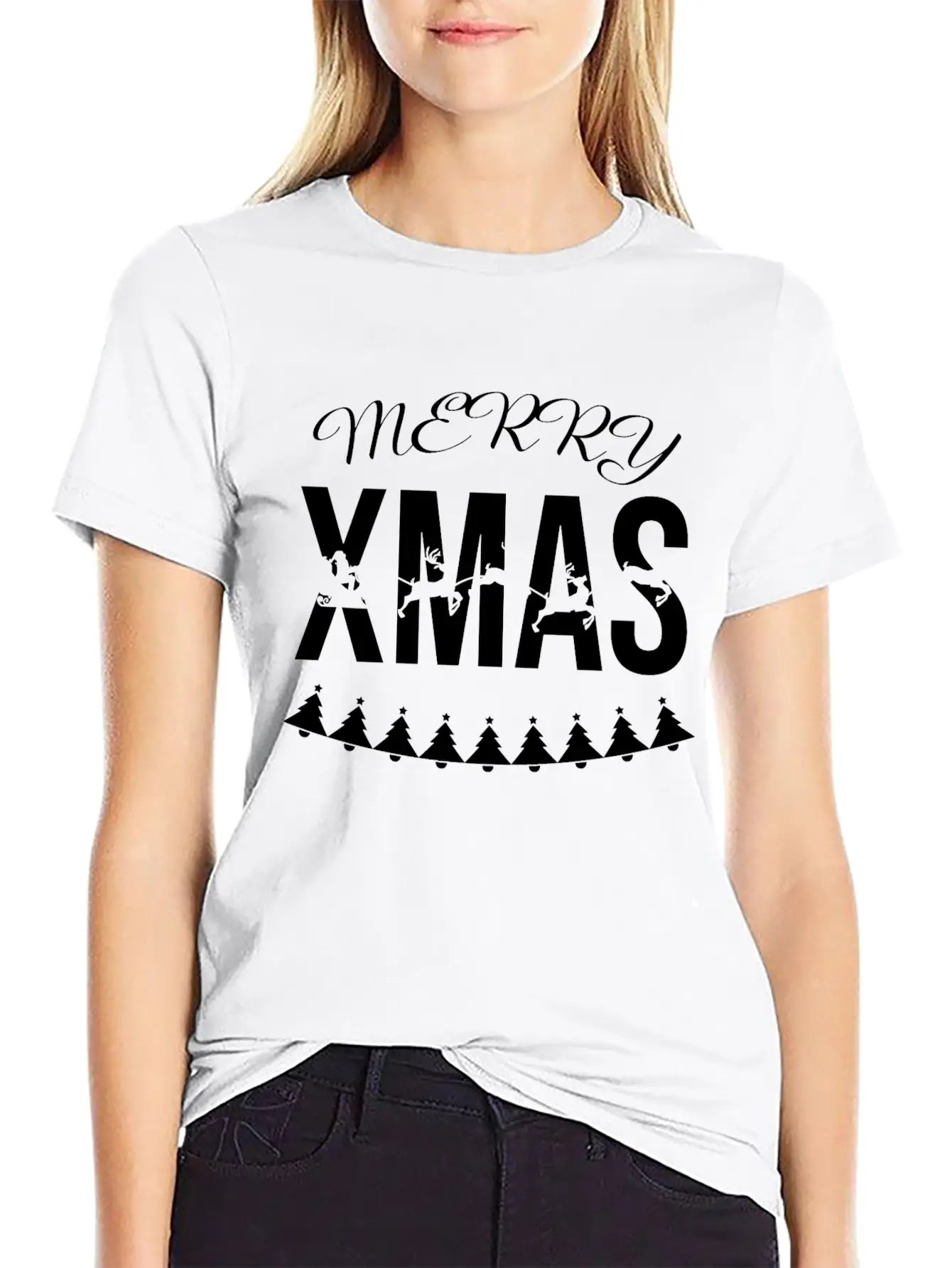 MERRY XMAX - Reindeer Sleigh (b) Casual Graphic T-Shirt – Simple And Comfortable Daily Wear
