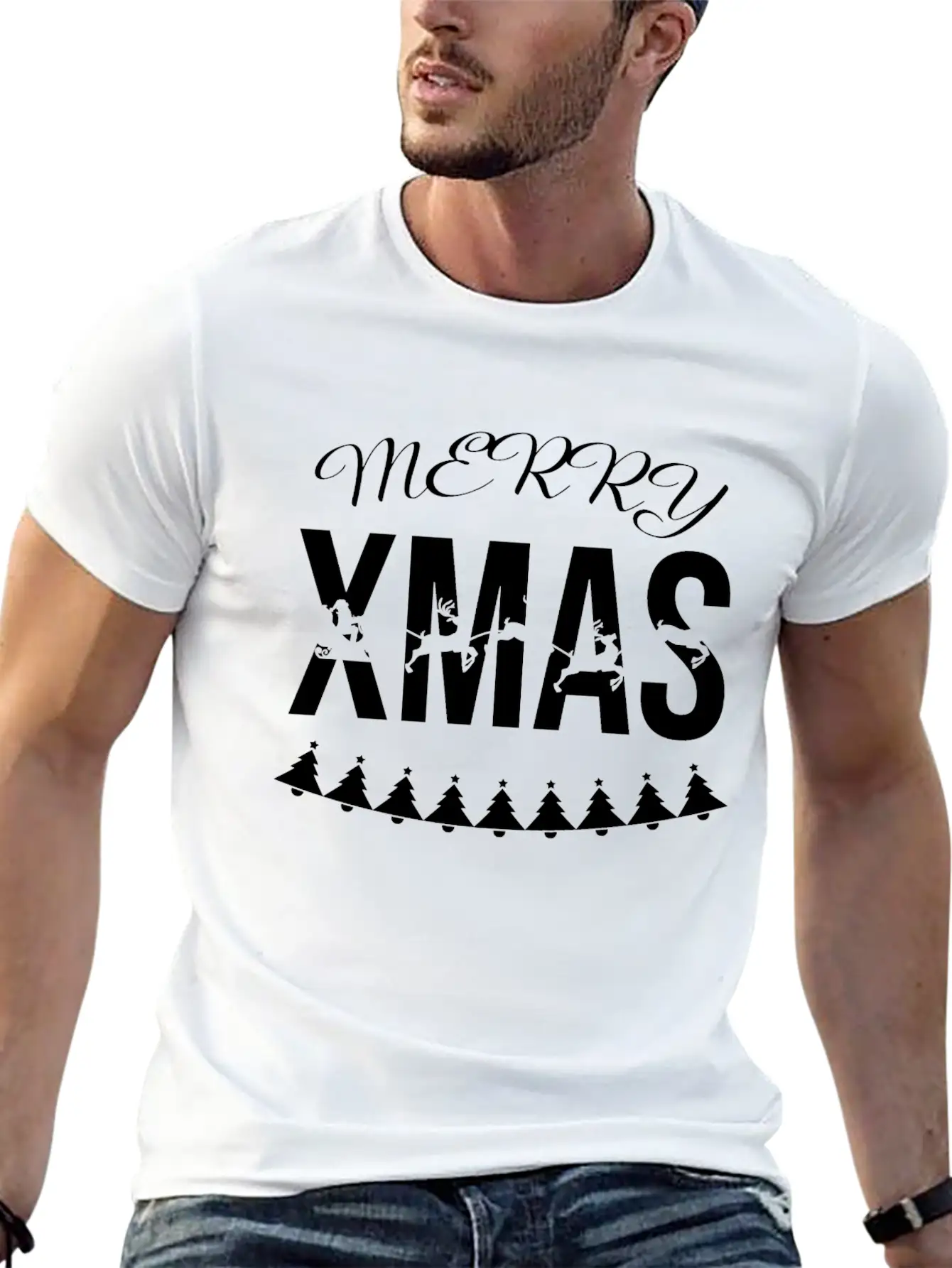 MERRY XMAX - Reindeer Sleigh (b) Casual Graphic T-Shirt – Simple And Comfortable Daily Wear