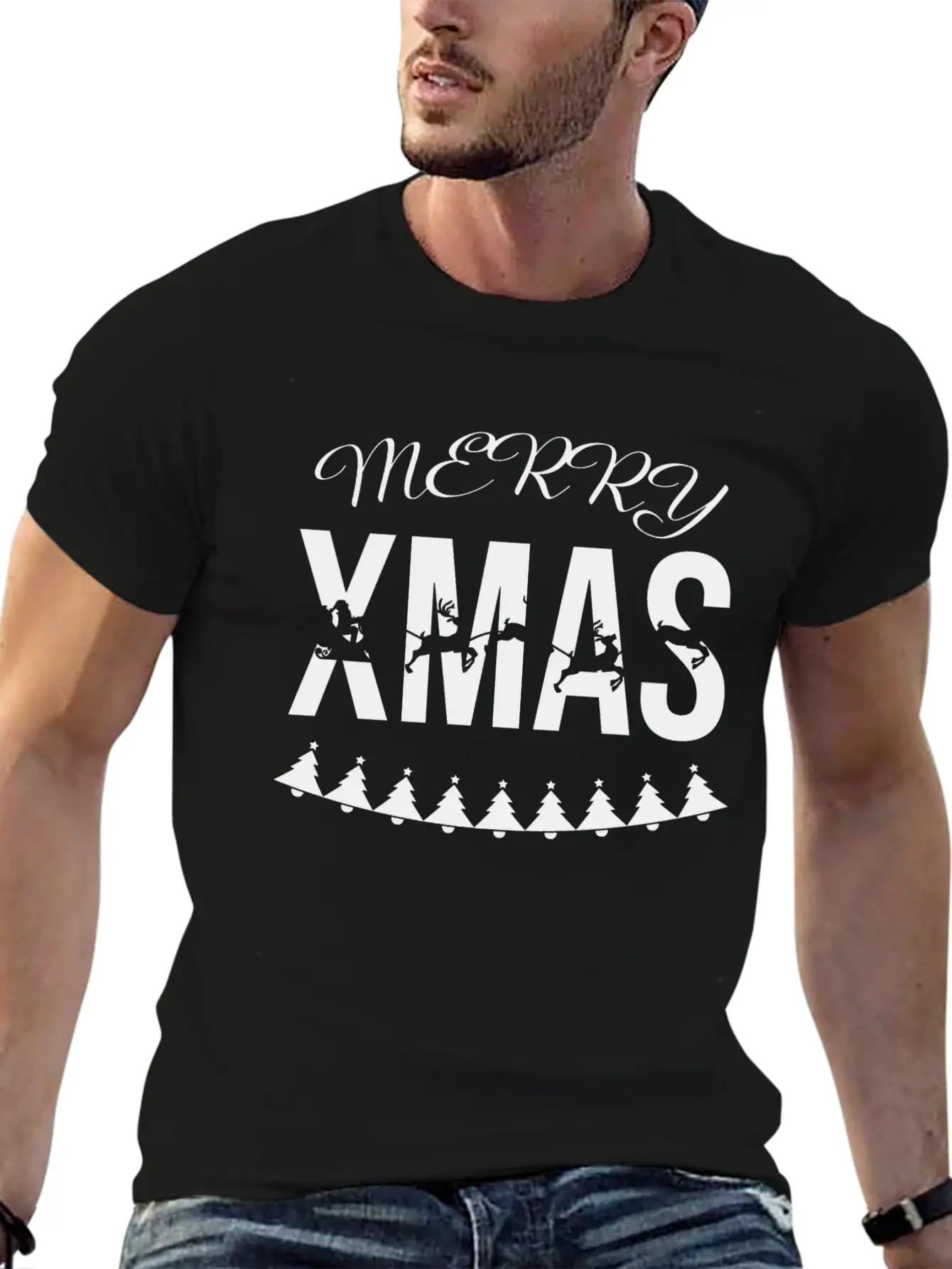 MERRY XMAX - Reindeer Sleigh (b) Casual Graphic T-Shirt – Simple And Comfortable Daily Wear