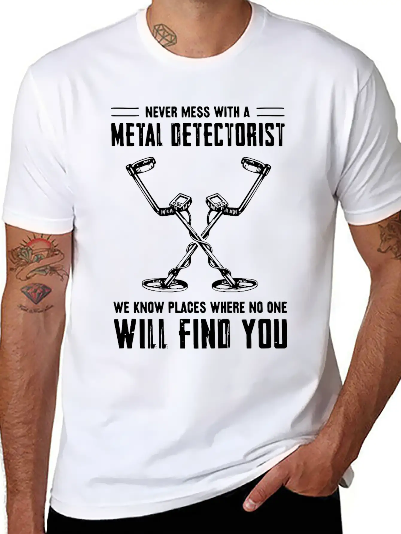 Metal Detector , Metal Detectorist Simple Everyday Graphic Tee – Lightweight Summer Wear