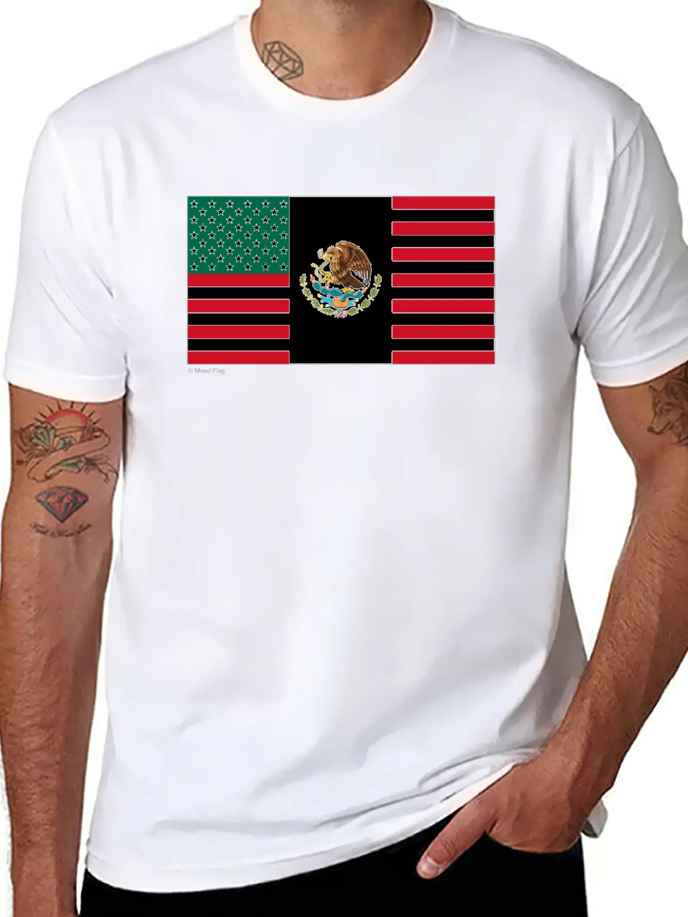Mexico USA Flag Relaxed Everyday Tee – Lightweight And Durable Cotton