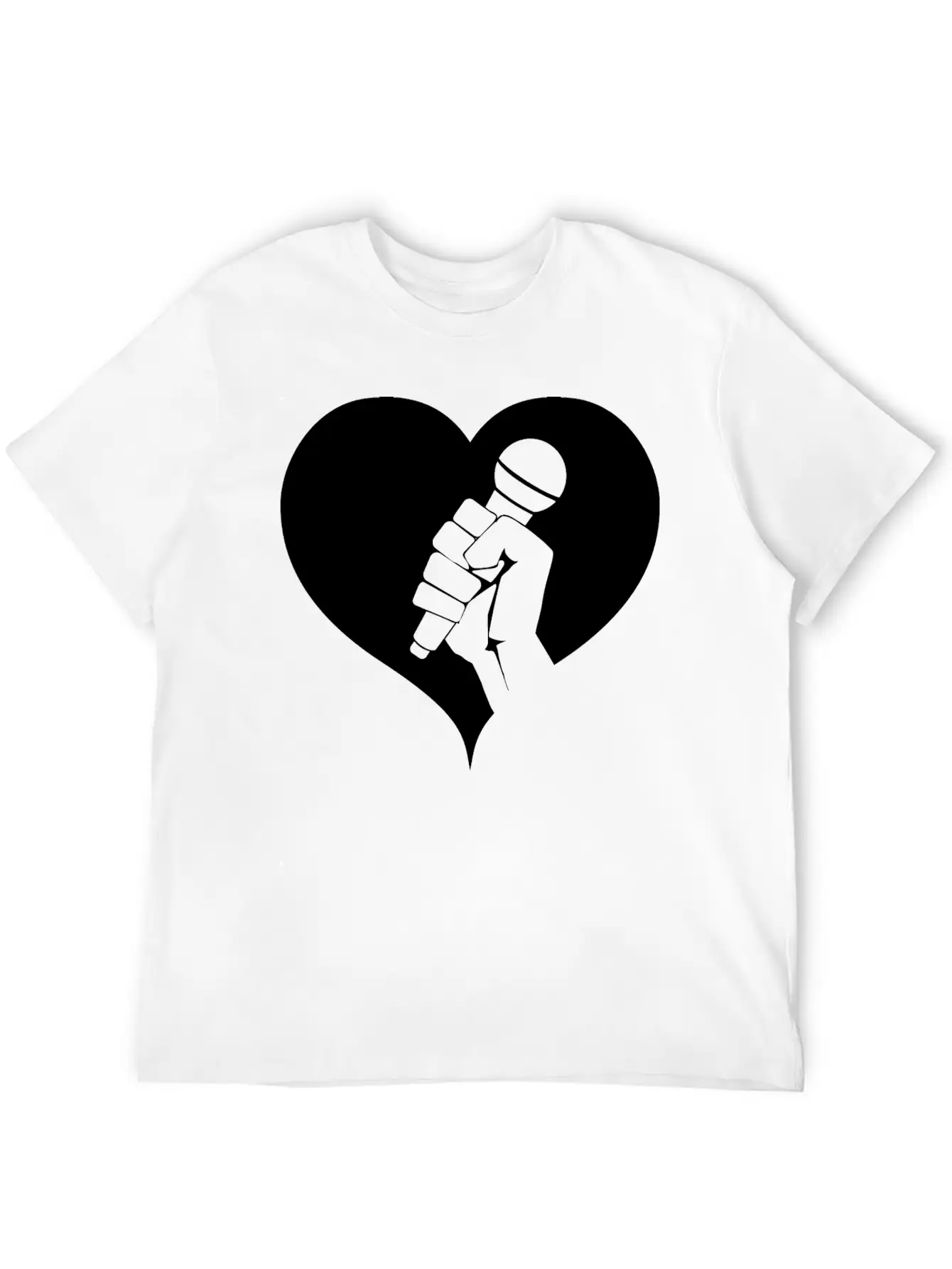 Microphone With Heart Breathable Graphic T-Shirt – Perfect For Casual Days