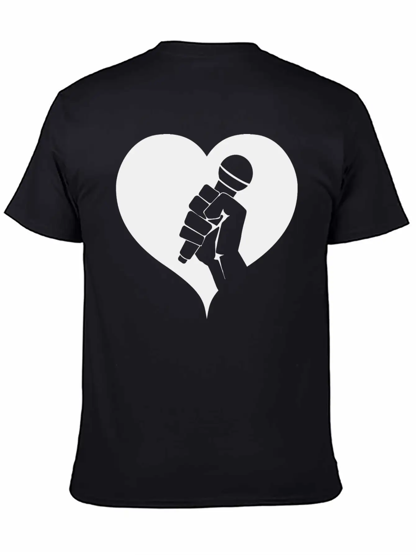 Microphone With Heart Breathable Graphic T-Shirt – Perfect For Casual Days