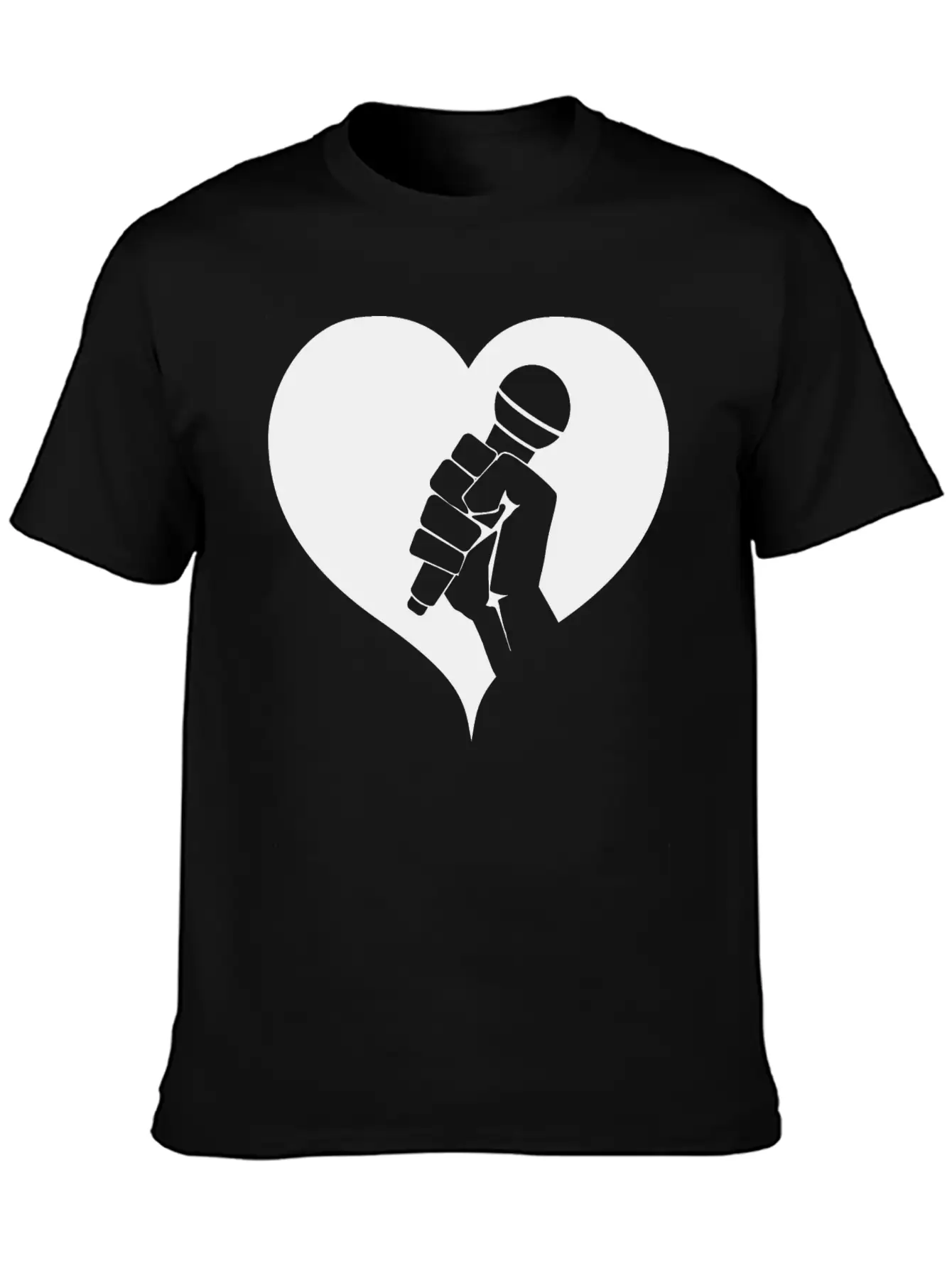 Microphone With Heart Breathable Graphic T-Shirt – Perfect For Casual Days
