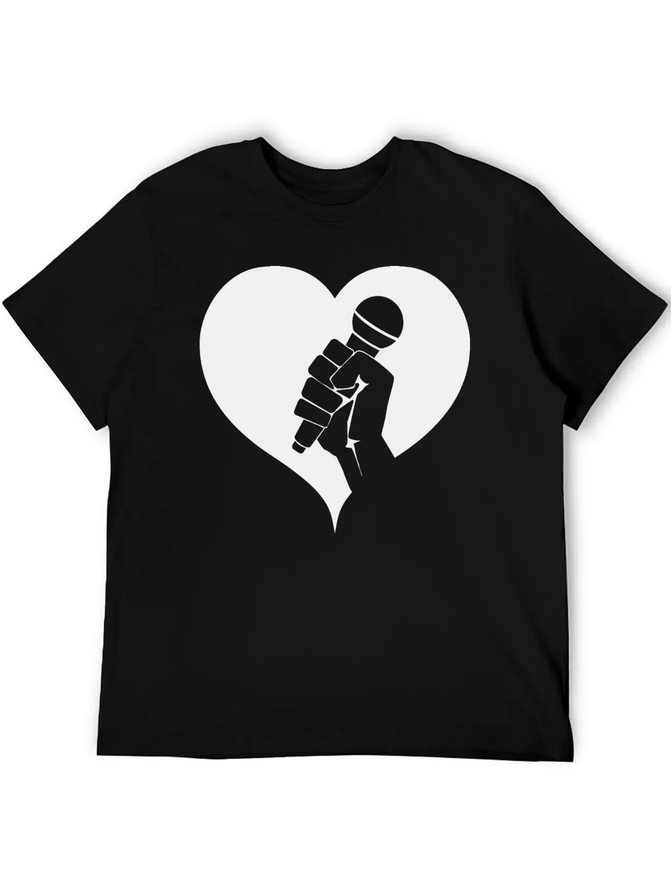 Microphone With Heart Breathable Graphic T-Shirt – Perfect For Casual Days