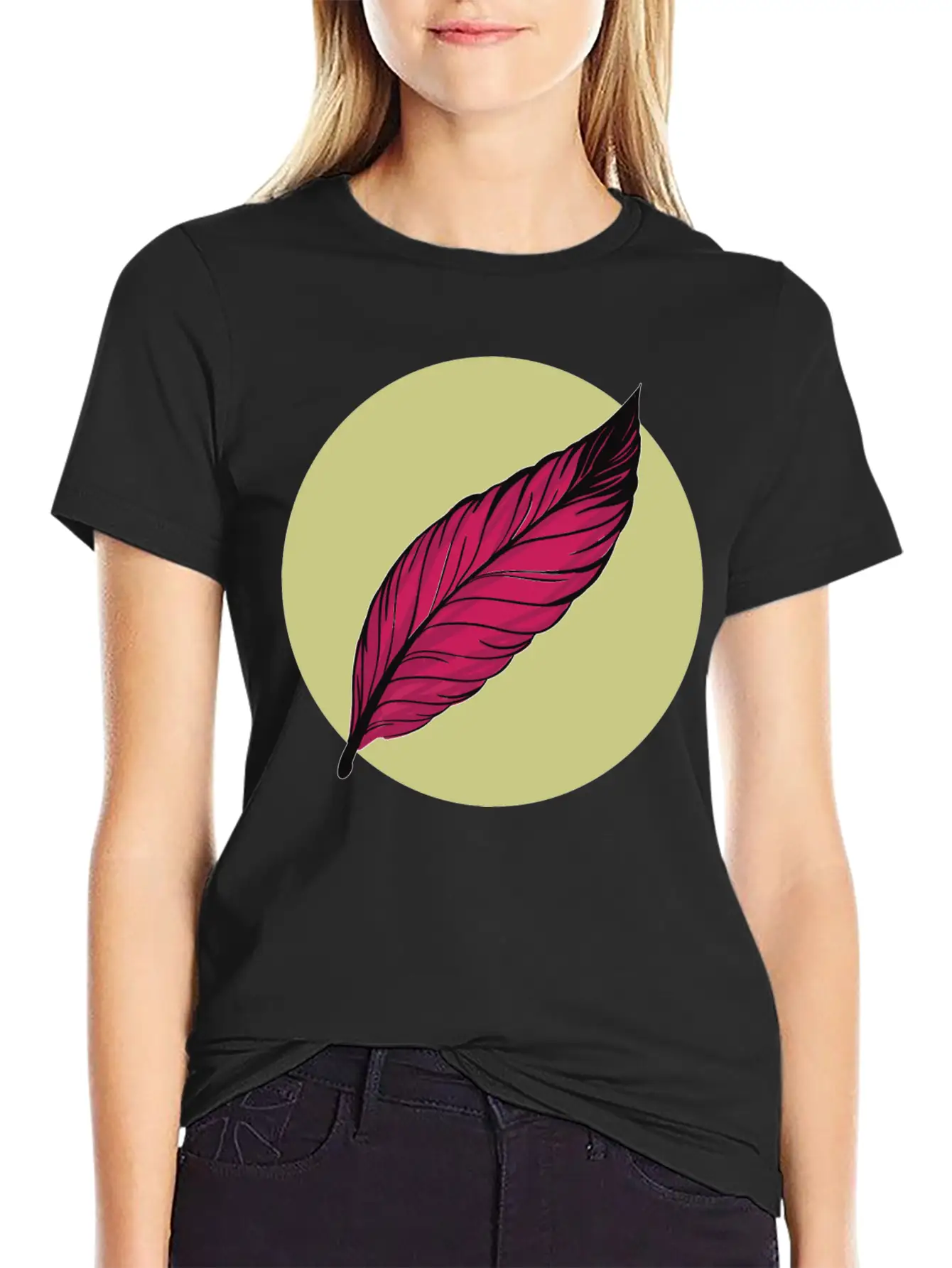 Minimal Feather Summer Trendy Colors Basic Graphic T-Shirt – Daily Comfort In Soft Cotton