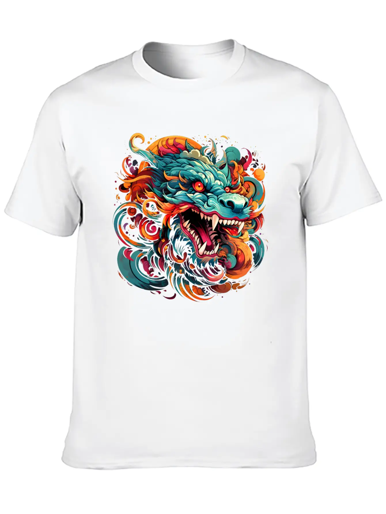 Modern Oriental Dragon Majesty Basic Graphic T-Shirt – Daily Comfort In Soft Cotton