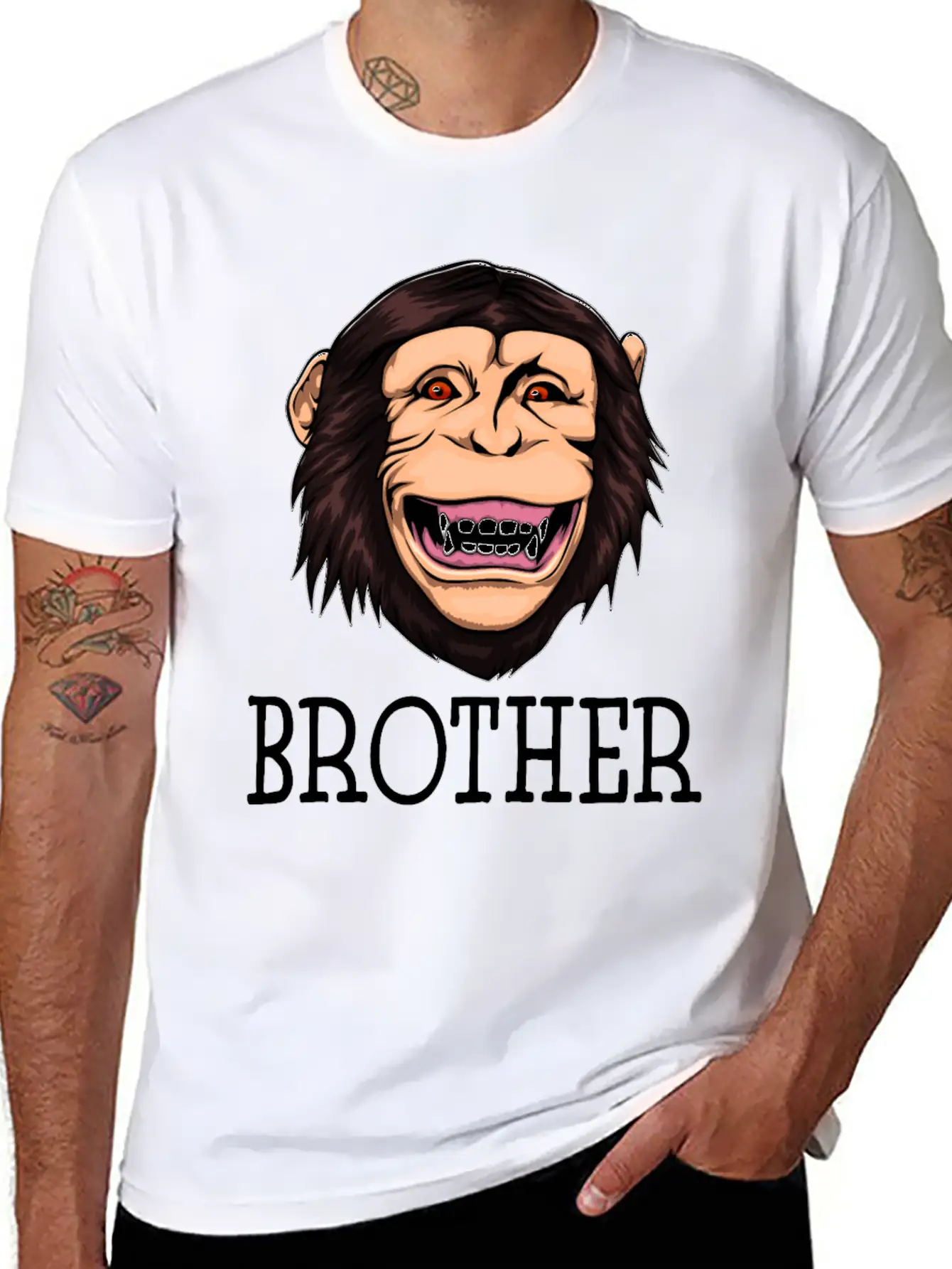 Monkey Brother Chimpanzee Basic Graphic T-Shirt – Daily Comfort In Soft Cotton