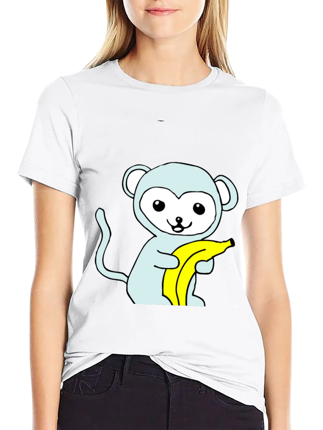 Monkey With Banana Stylish Everyday T-Shirt – Unisex Basic Cotton Tee