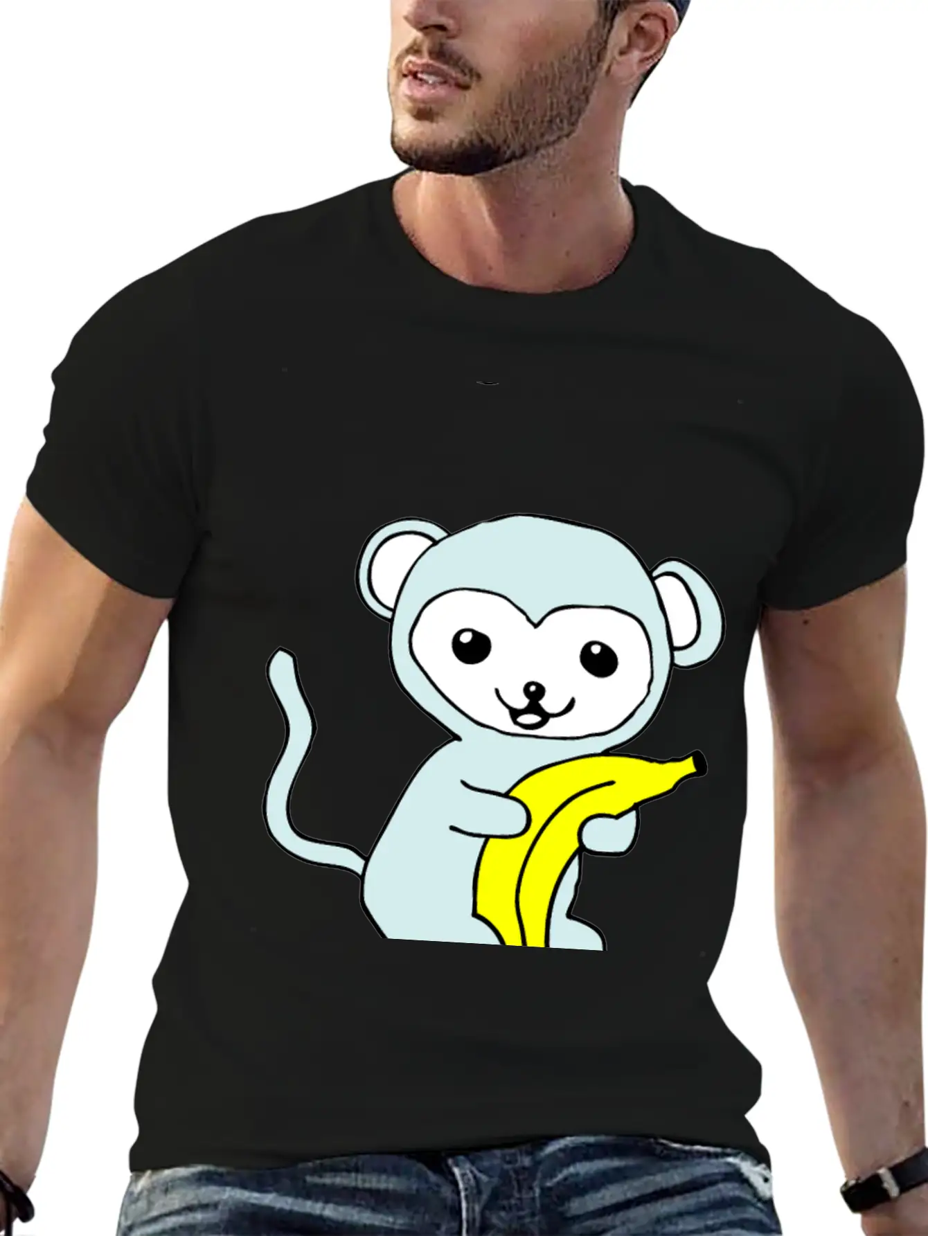 Monkey With Banana Stylish Everyday T-Shirt – Unisex Basic Cotton Tee