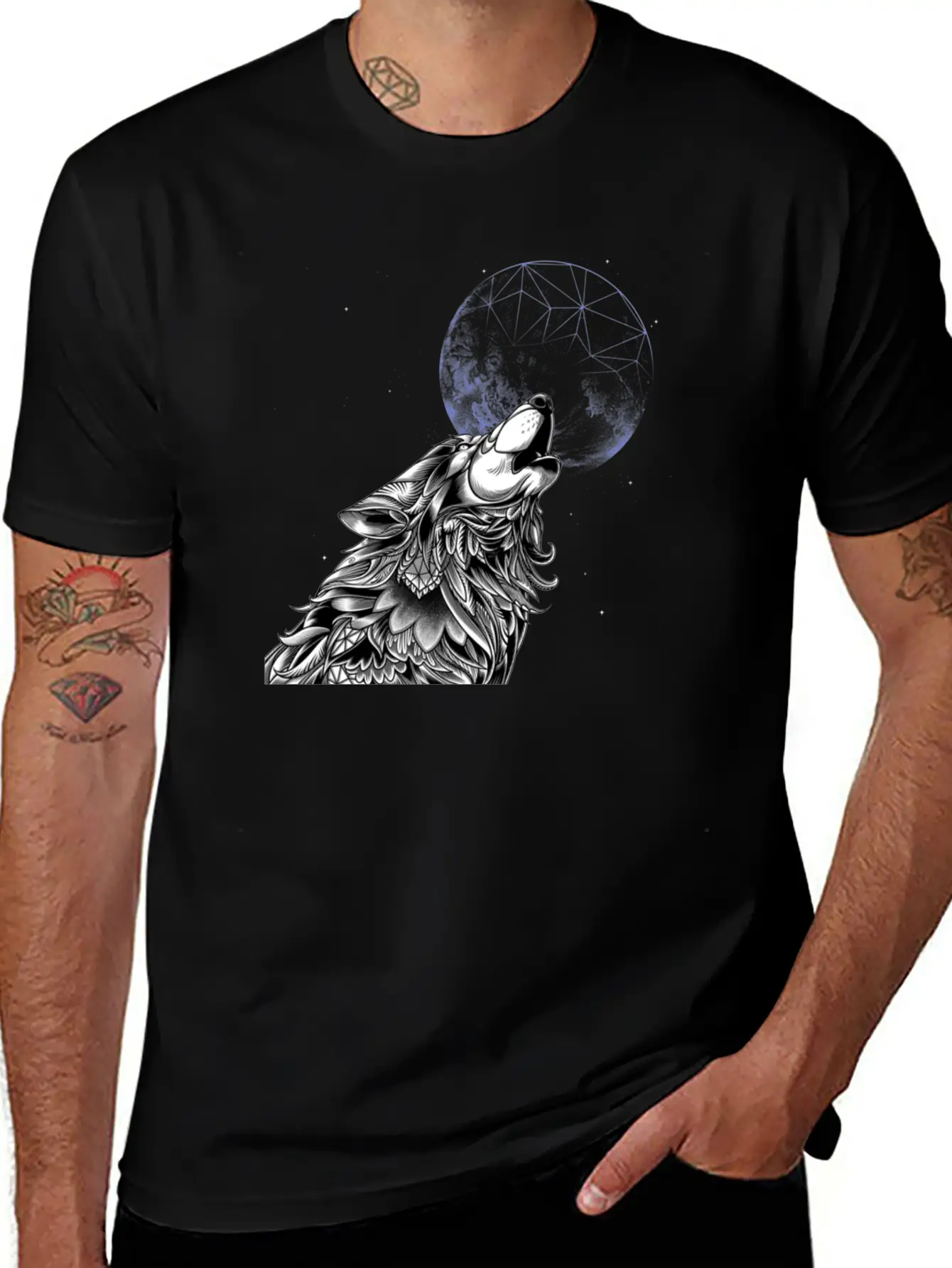 Moon Wolf, Wolf With Moon, Moon Wolf Art Stylish Everyday T-Shirt – Unisex Basic Cotton Tee