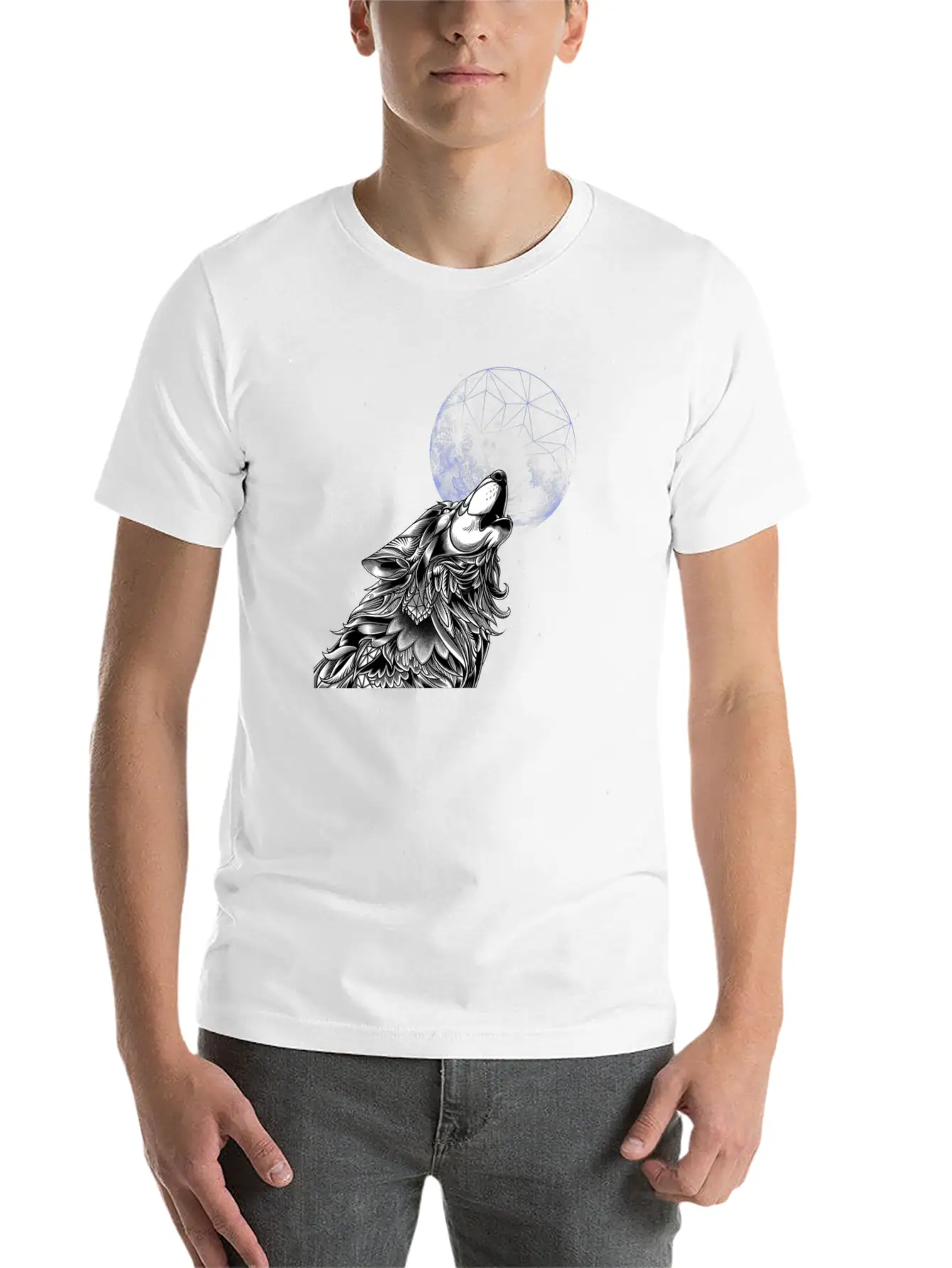 Moon Wolf, Wolf With Moon, Moon Wolf Art Stylish Everyday T-Shirt – Unisex Basic Cotton Tee