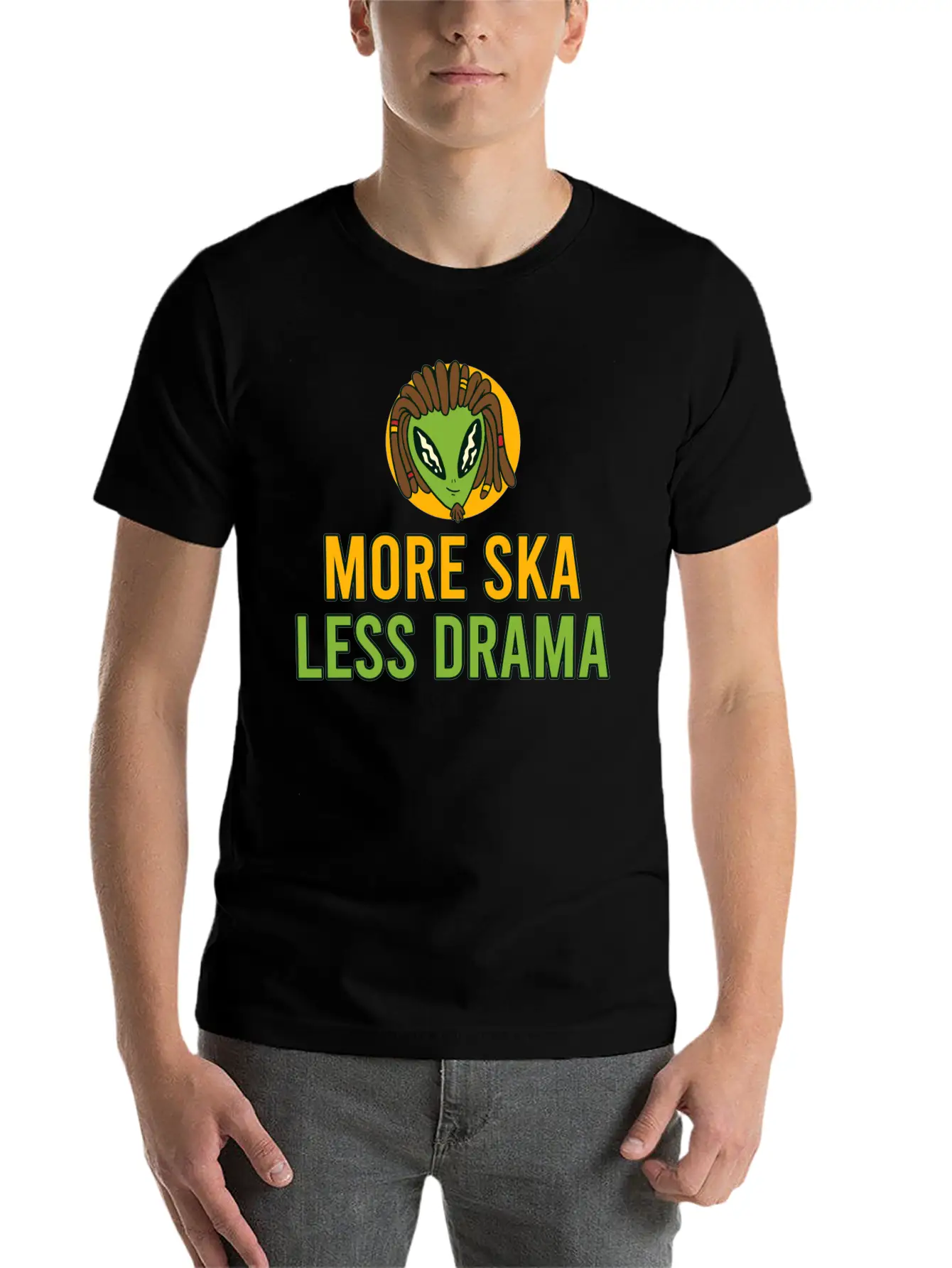 More SKA Less Drama Music Lover Jamaica Festival R Stylish Everyday T-Shirt – Unisex Basic Cotton Tee