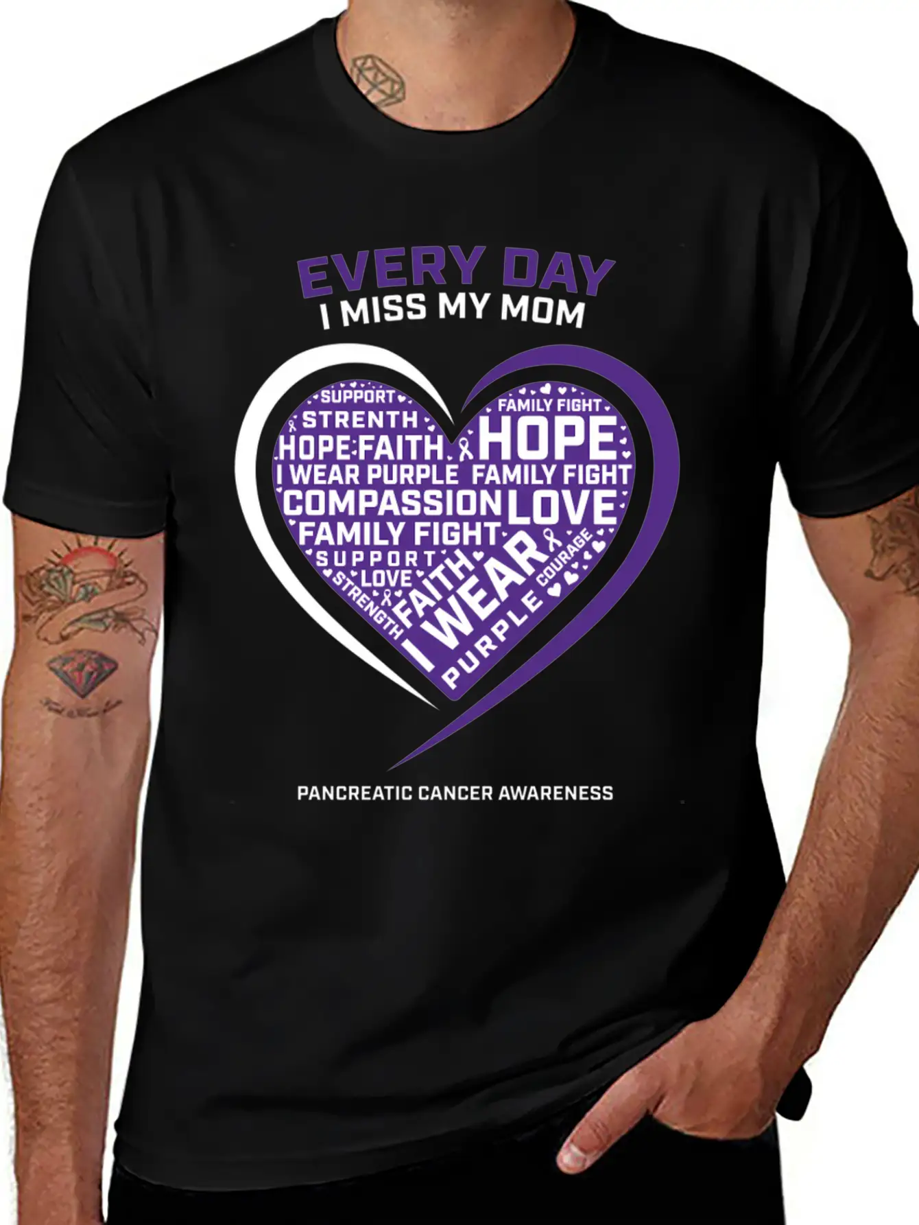 Mother In Memory Of My Mom Pancreatic Cancer Basic Graphic T-Shirt – Daily Comfort In Soft Cotton