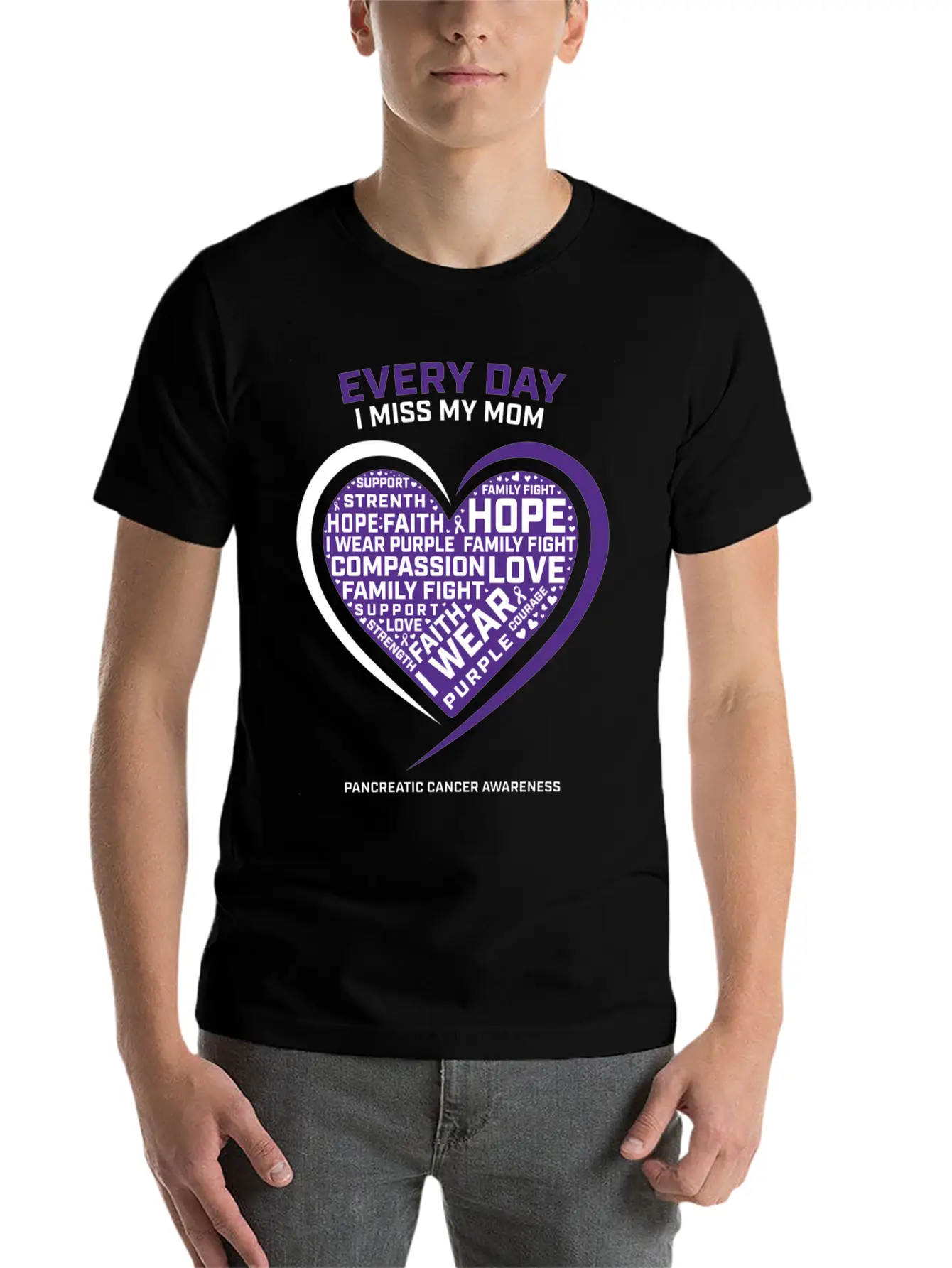 Mother In Memory Of My Mom Pancreatic Cancer Basic Graphic T-Shirt – Daily Comfort In Soft Cotton