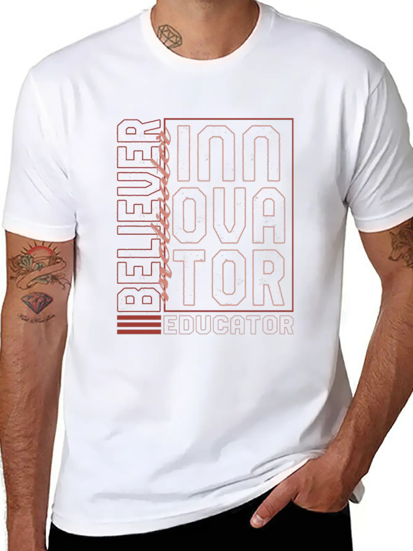 Motivator Shirt, Believer Motivator Innovator Stylish Everyday T-Shirt – Unisex Basic Cotton Tee