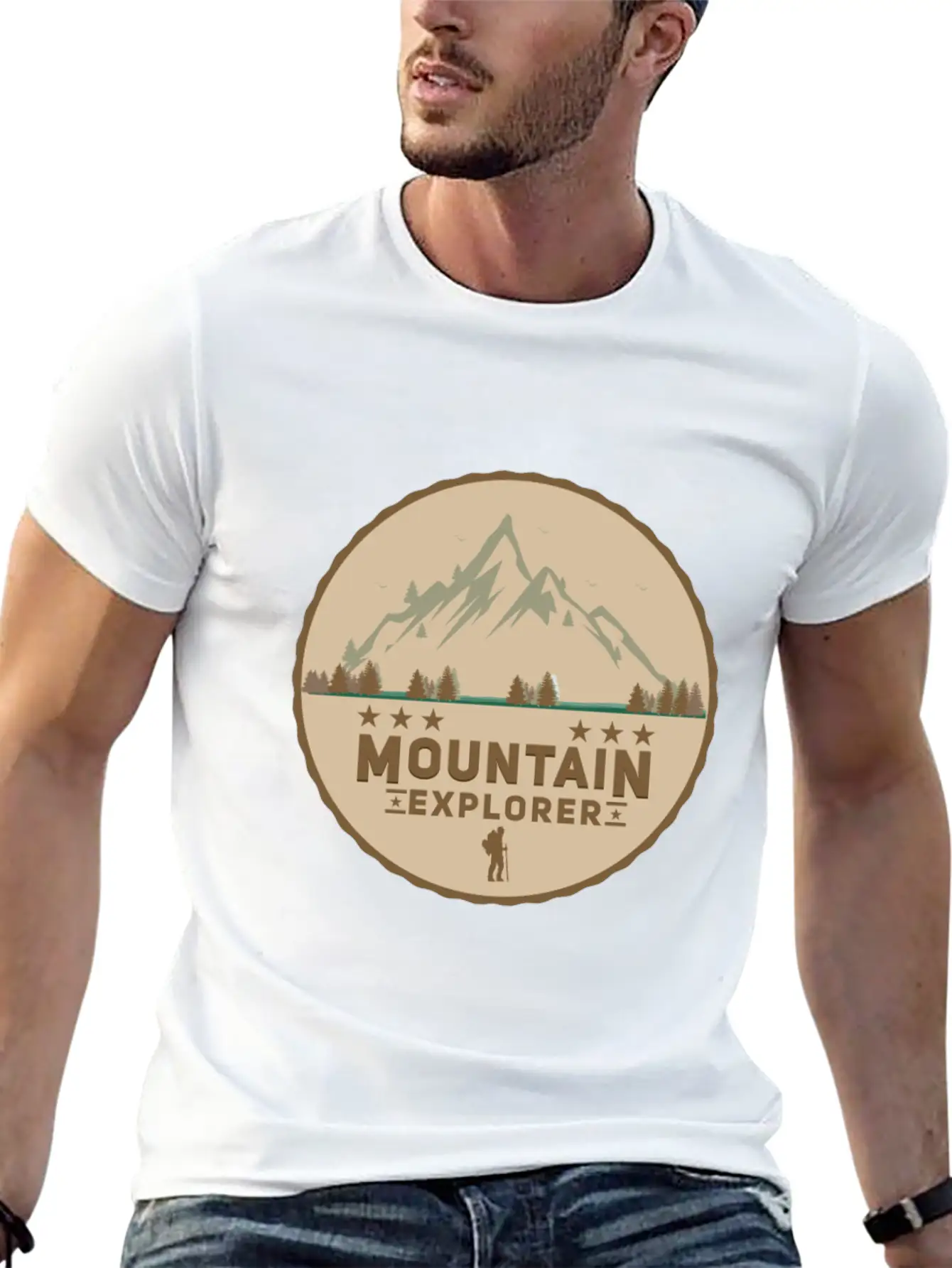 Mountain Explorer Symbol Gift Idea Hiker Hiking Stylish Everyday T-Shirt – Unisex Basic Cotton Tee