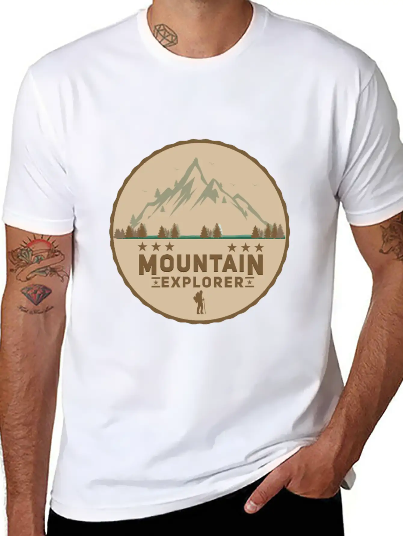 Mountain Explorer Symbol Gift Idea Hiker Hiking Stylish Everyday T-Shirt – Unisex Basic Cotton Tee