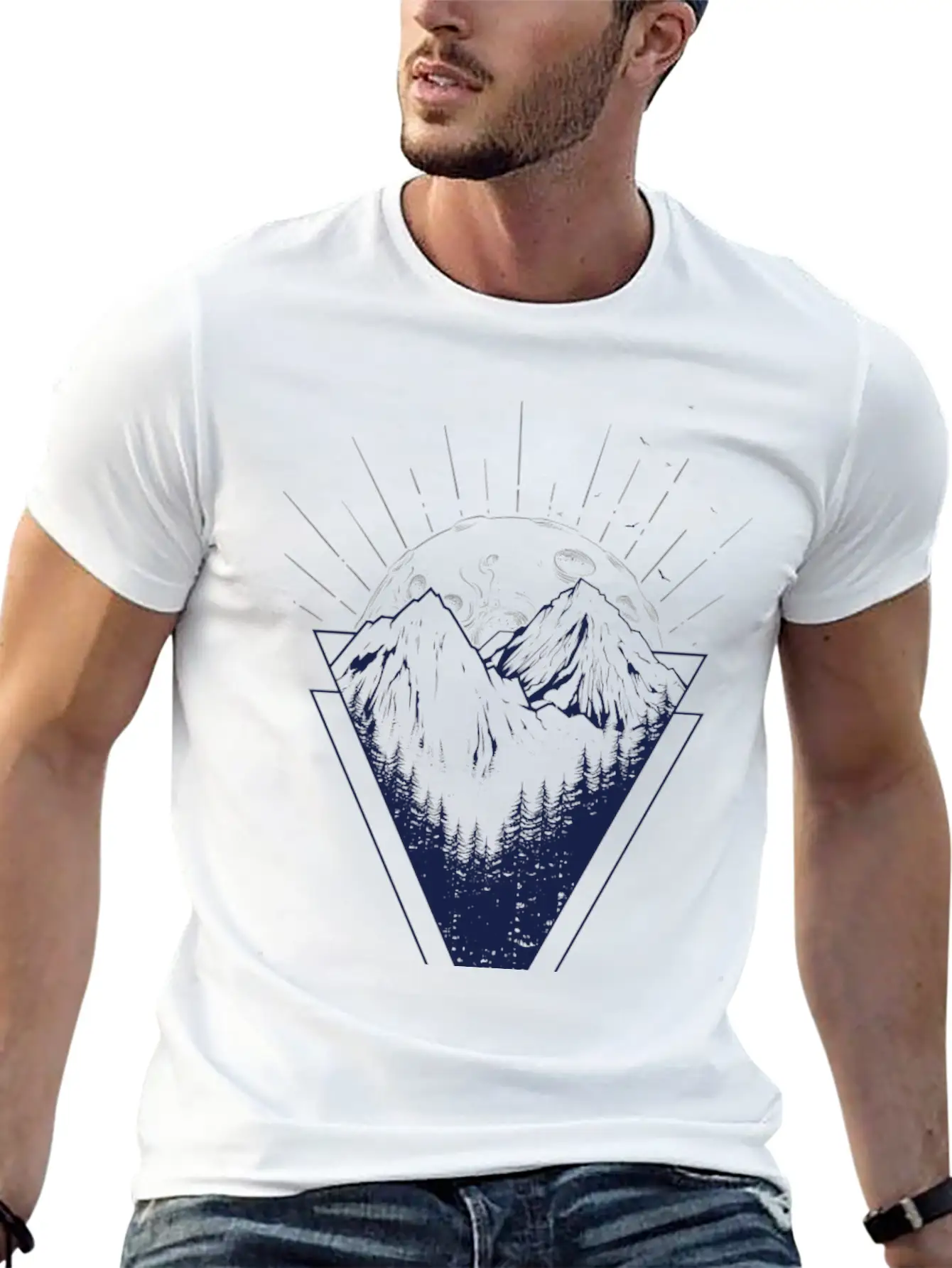 Mountain Geometric Basic Graphic T-Shirt – Daily Comfort In Soft Cotton