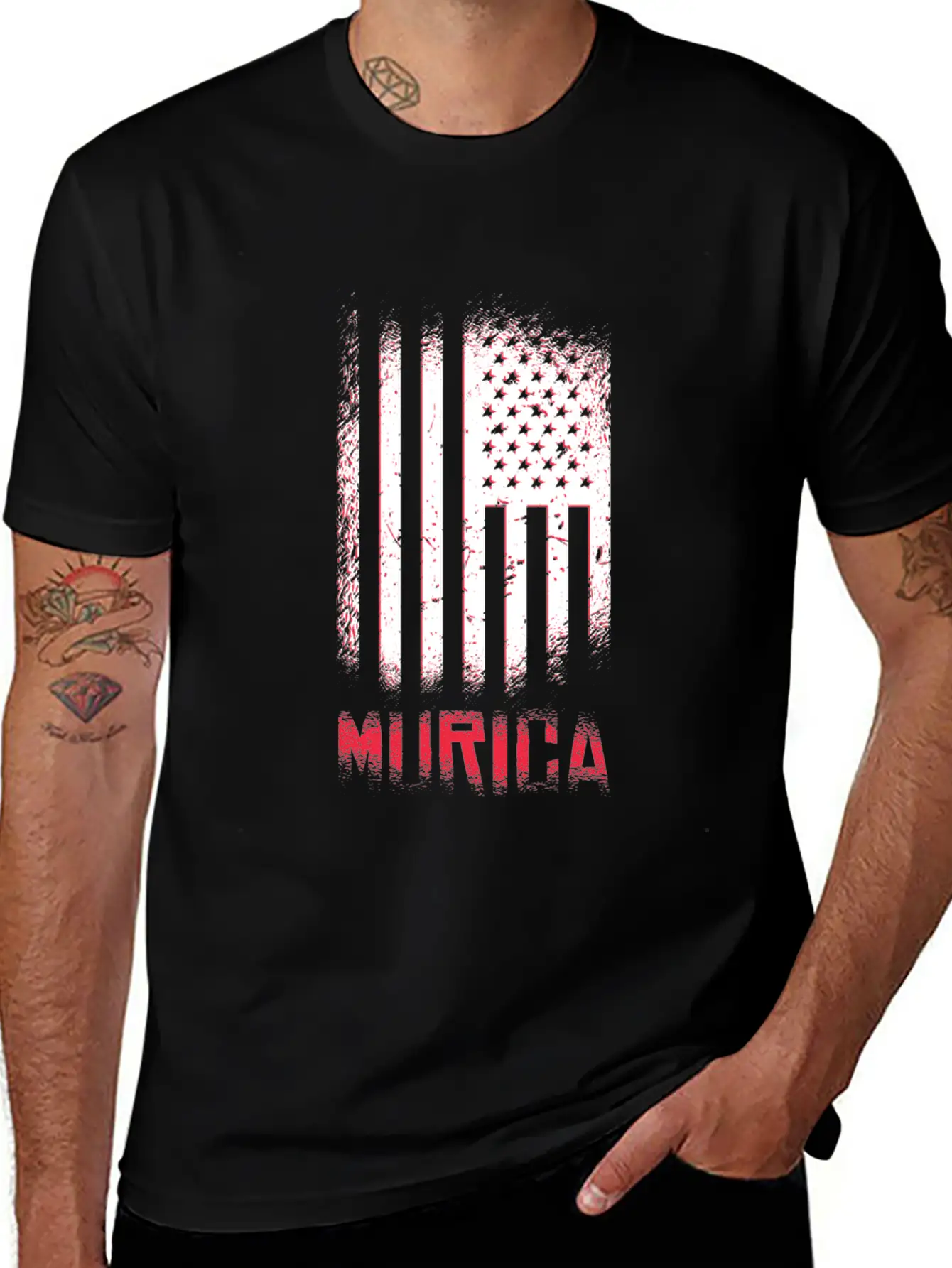 Murica American Flag Stylish Everyday T-Shirt – Unisex Basic Cotton Tee