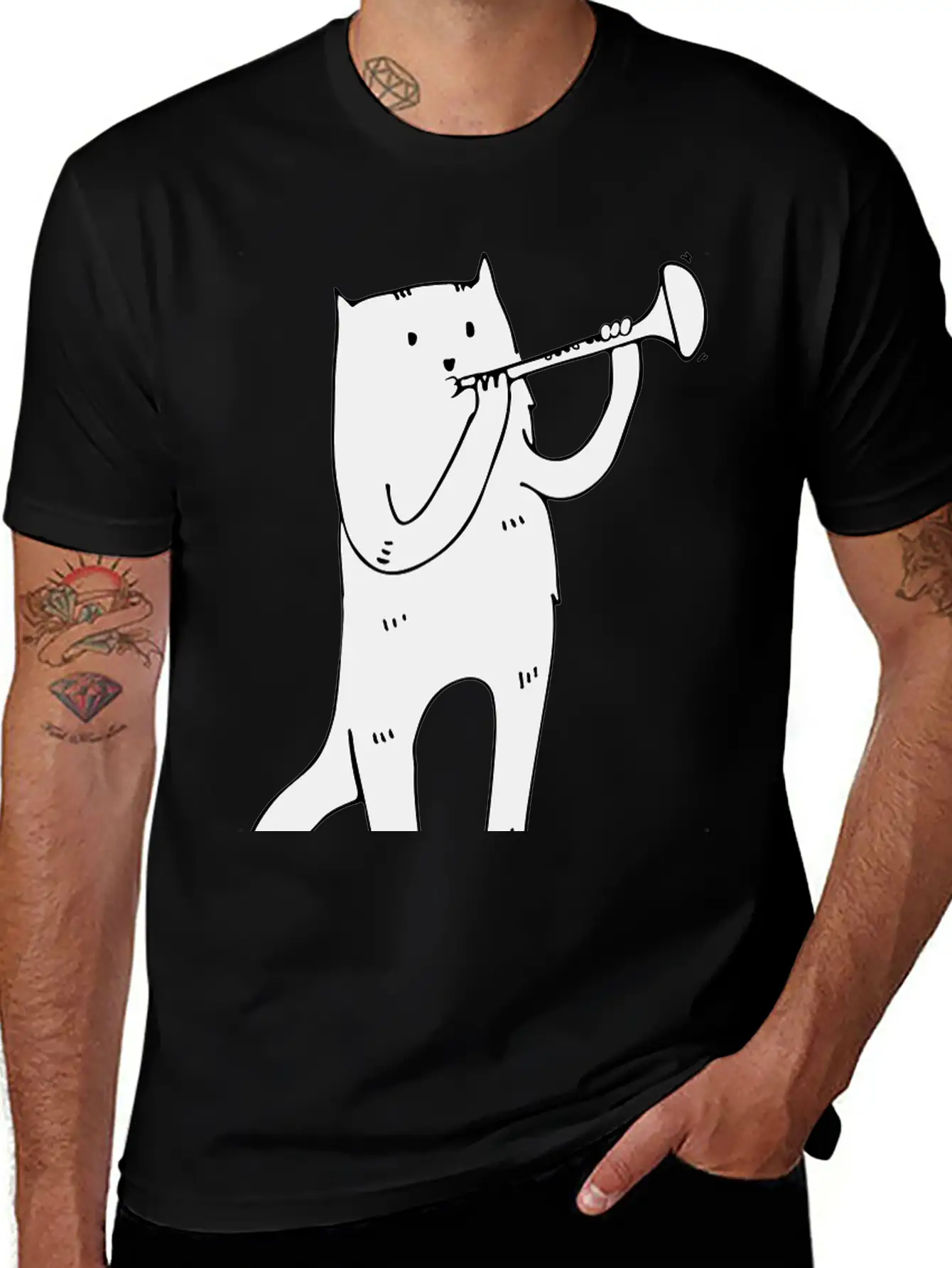 Music Cat Lightweight Cotton T-Shirt – Daily Comfort Graphic Shirt