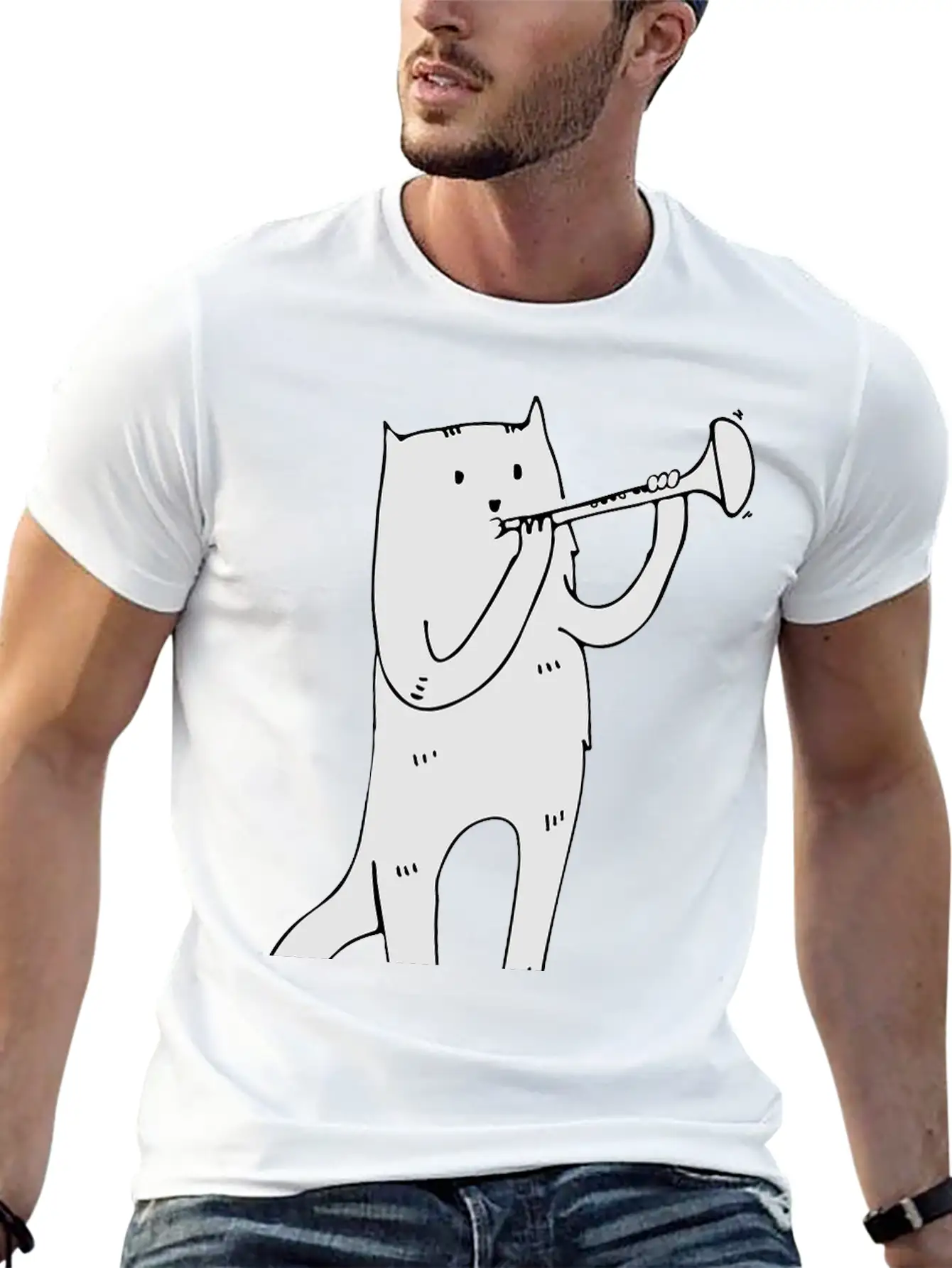 Music Cat Lightweight Cotton T-Shirt – Daily Comfort Graphic Shirt