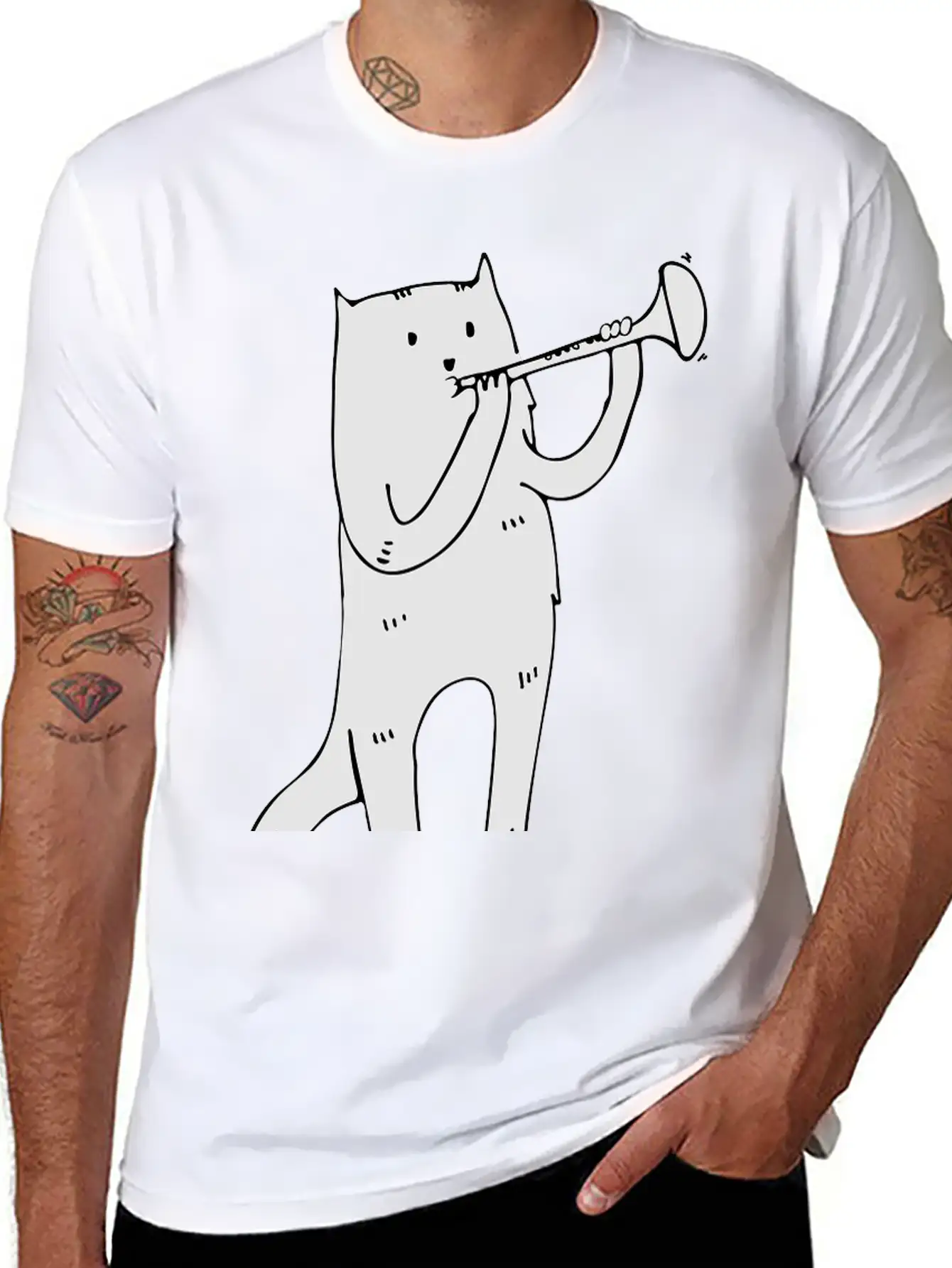 Music Cat Lightweight Cotton T-Shirt – Daily Comfort Graphic Shirt