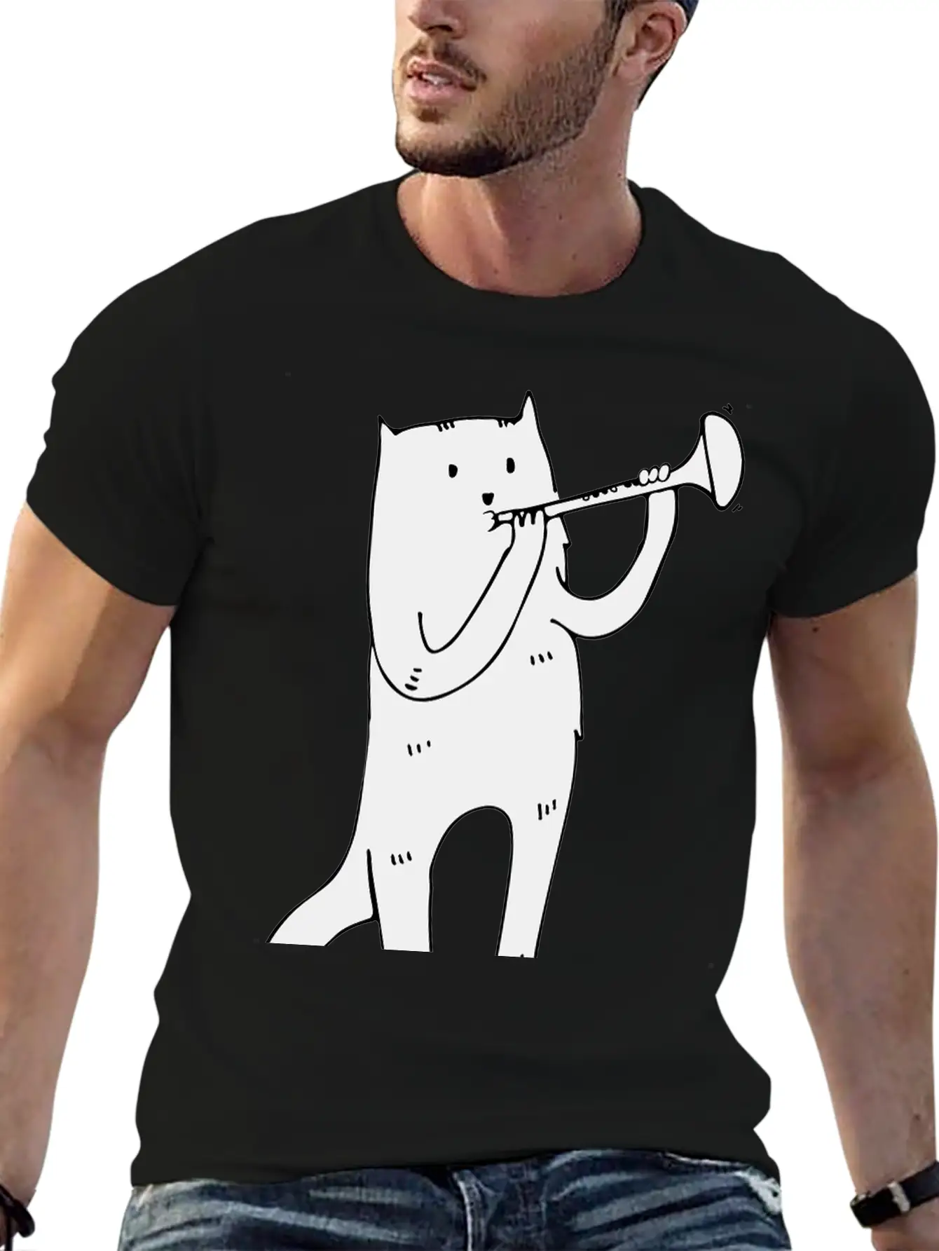 Music Cat Lightweight Cotton T-Shirt – Daily Comfort Graphic Shirt