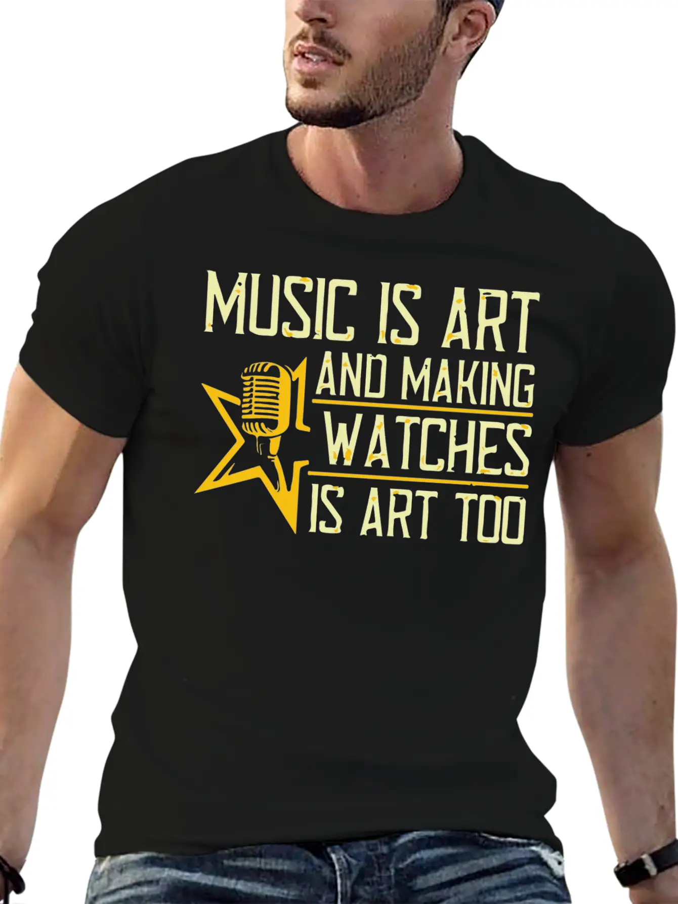 Music Is Art And Making Watches Is Art Too Simple Everyday Graphic Tee – Lightweight Summer Wear