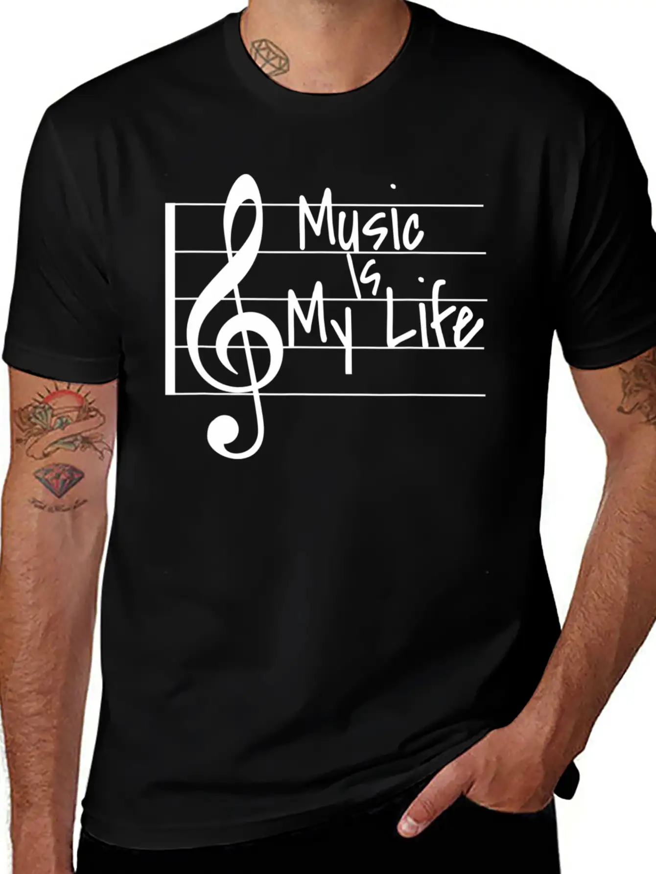 Music Is My Life Musical Note Stylish Everyday T-Shirt – Unisex Basic Cotton Tee