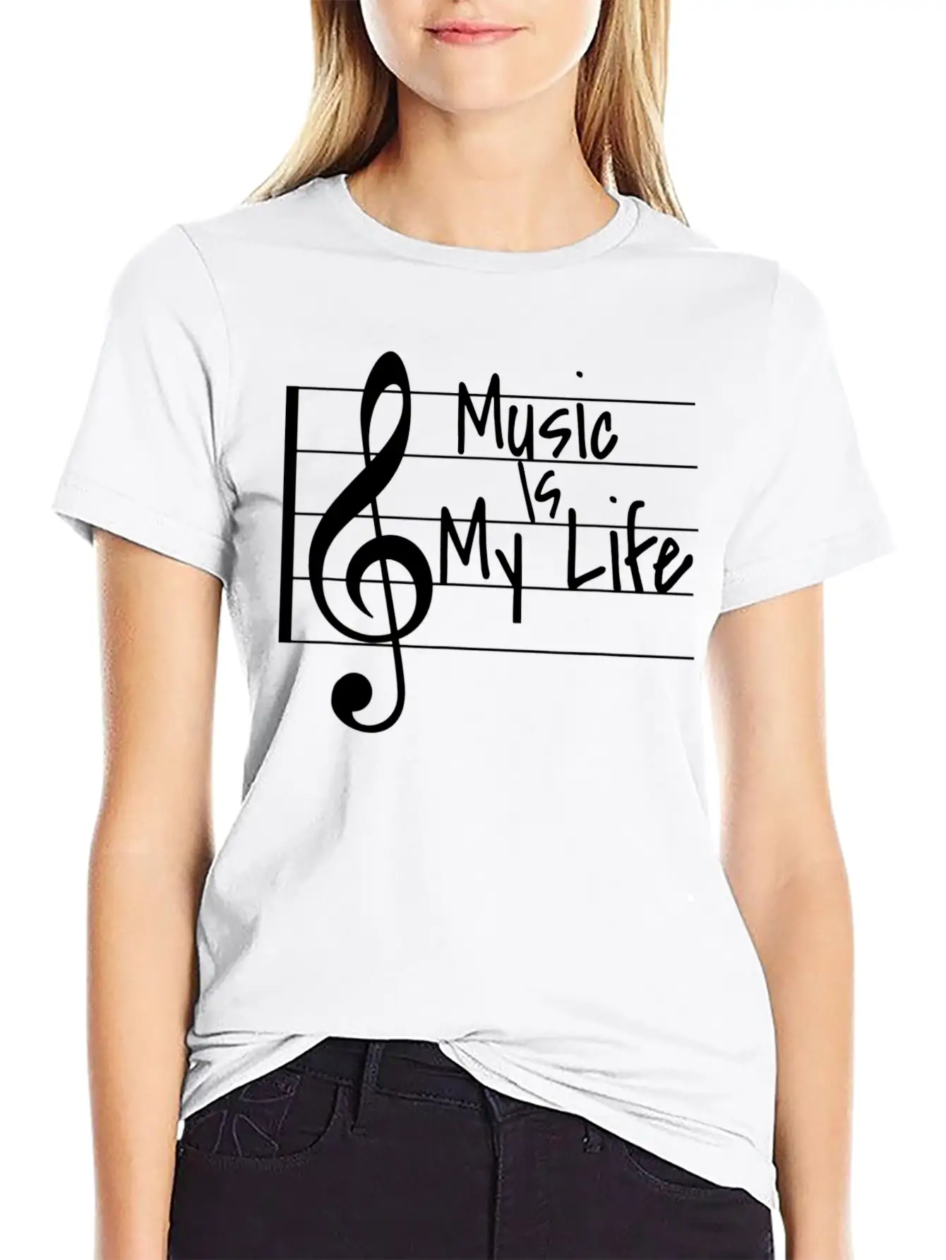Music Is My Life Musical Note Stylish Everyday T-Shirt – Unisex Basic Cotton Tee