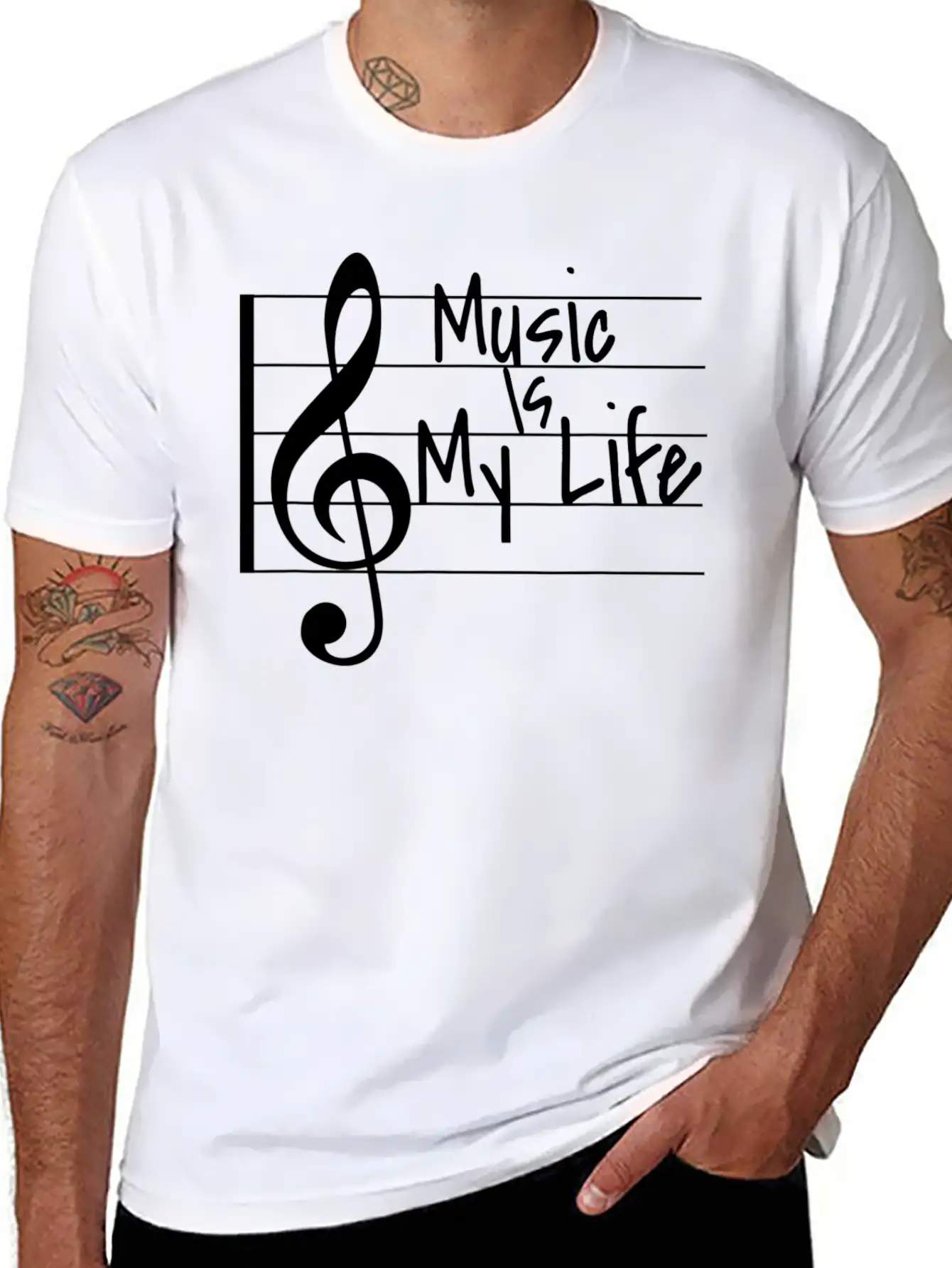 Music Is My Life Musical Note Stylish Everyday T-Shirt – Unisex Basic Cotton Tee