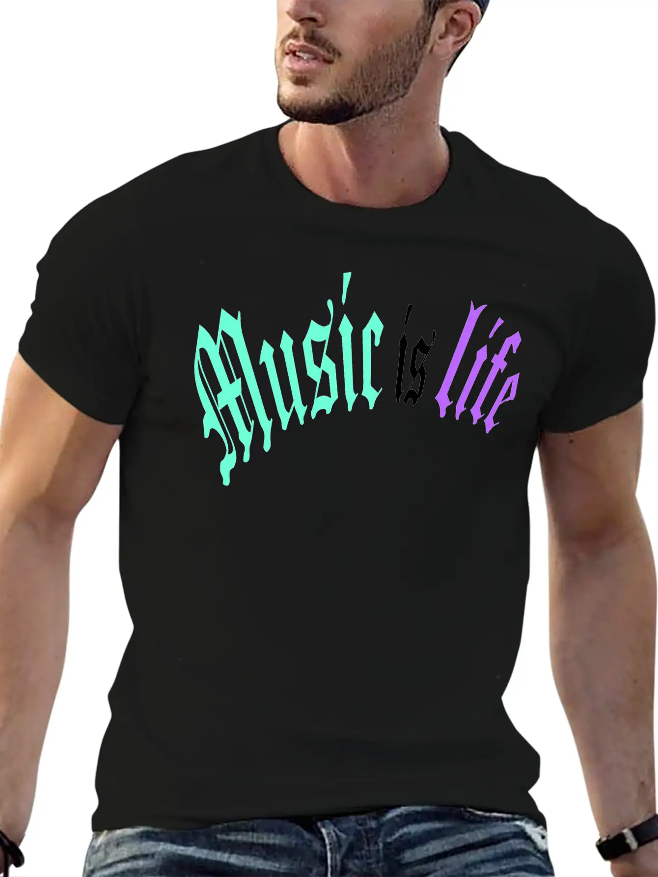 Music Is My Life Party Club Concert Sound Love Classic Crew Neck Graphic Tee – Everyday Minimal Look
