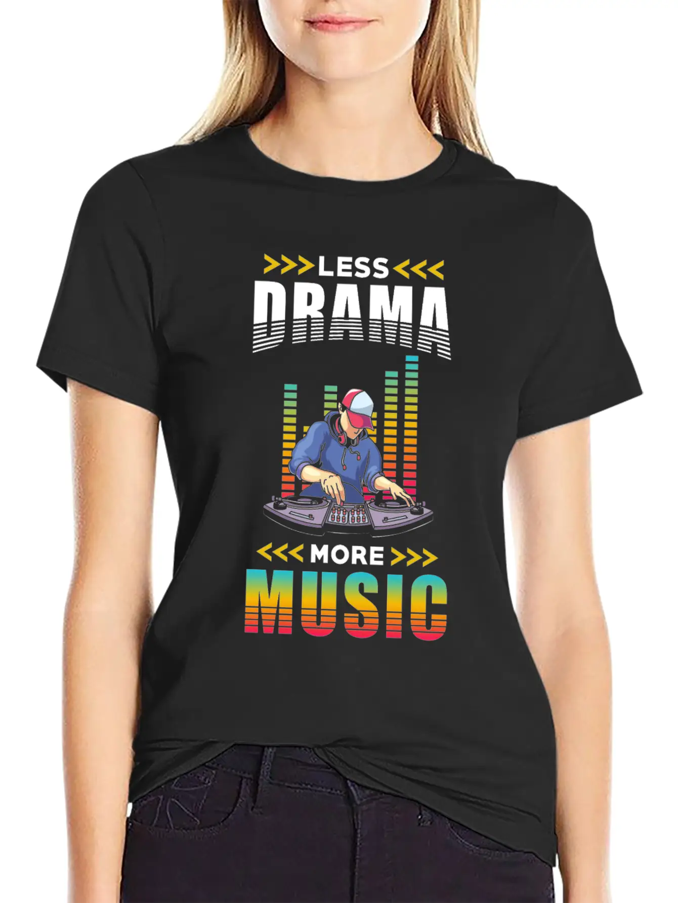 Music Less Drama More Music Stylish Everyday T-Shirt – Unisex Basic Cotton Tee