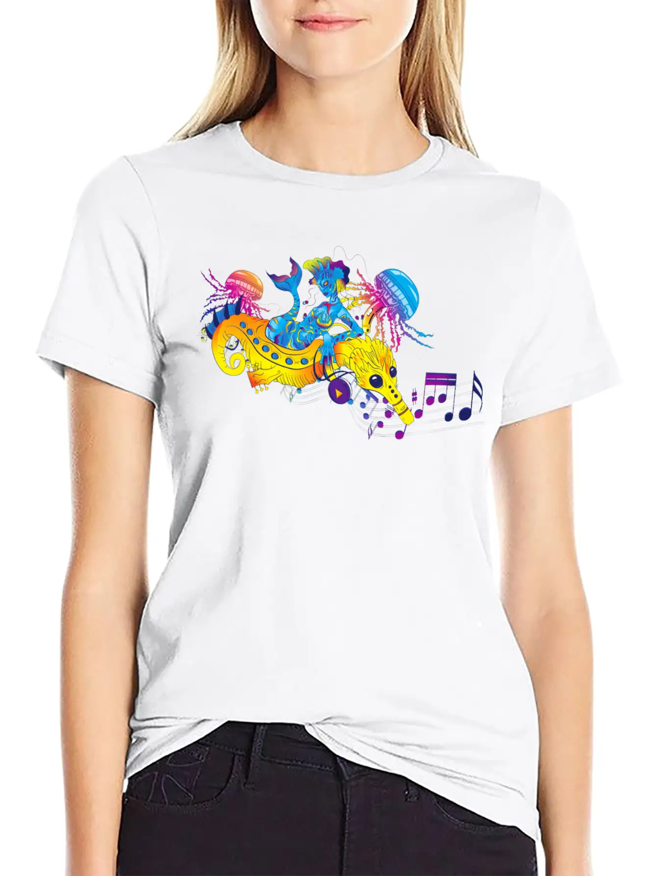 Music Mermaid Stylish Everyday T-Shirt – Unisex Basic Cotton Tee