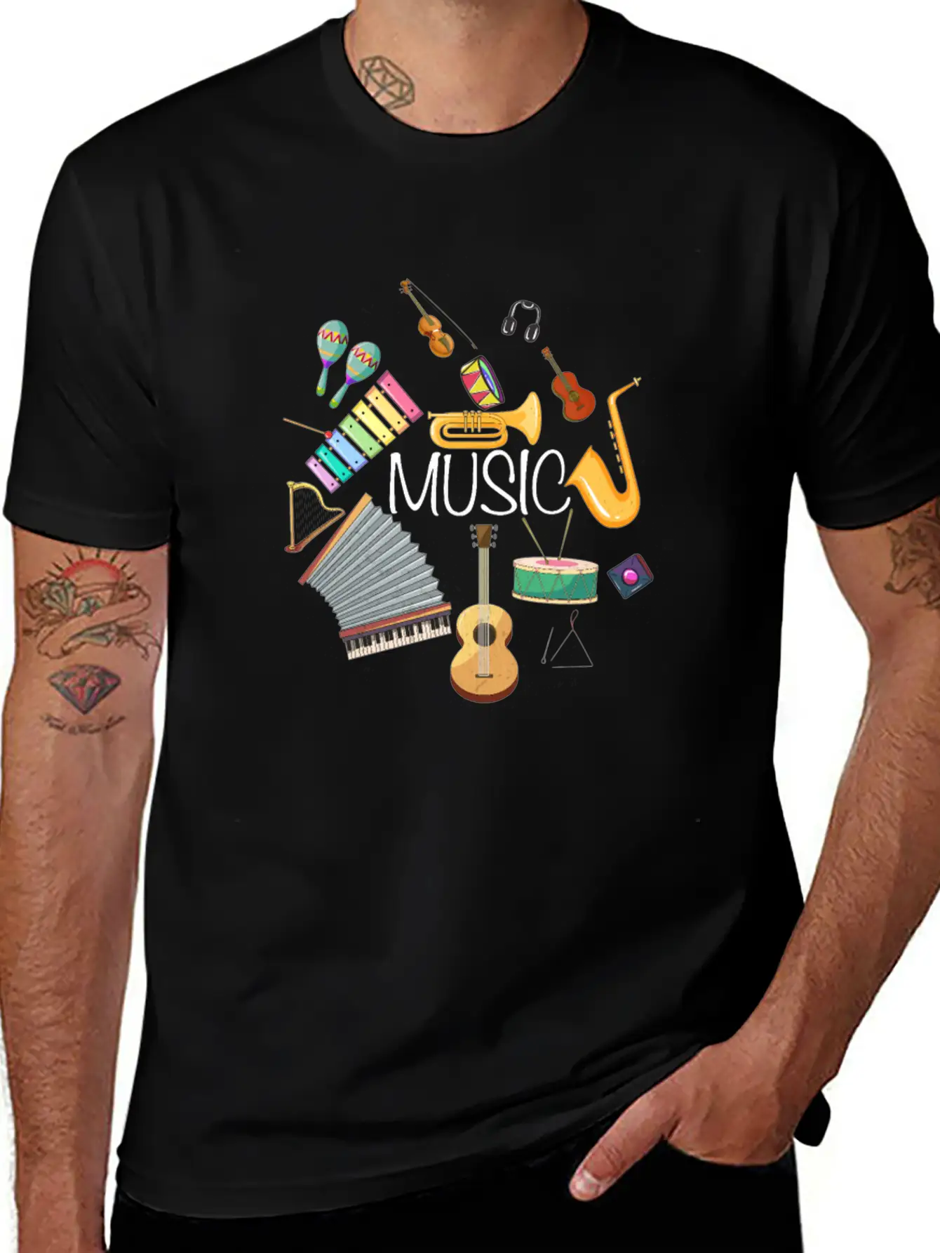 Music, Musical Instrument, Instrument, Musical, Gu Simple Everyday Graphic Tee – Lightweight Summer Wear
