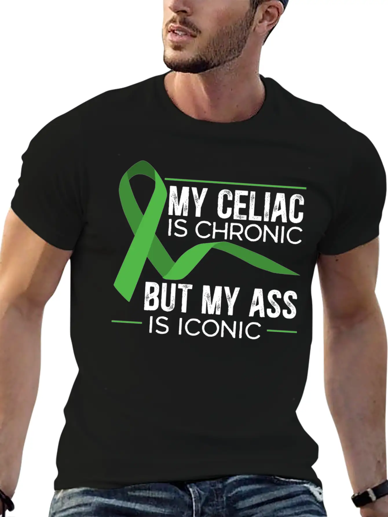 My Celiac Is Chronic But My Ass Is Iconic Gluten Simple Everyday Graphic Tee – Lightweight Summer Wear