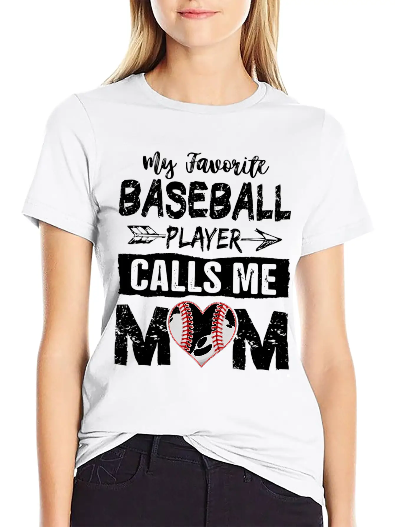 My Favorite Baseball Player Calls Me Mom Mothers Stylish Everyday T-Shirt – Unisex Basic Cotton Tee