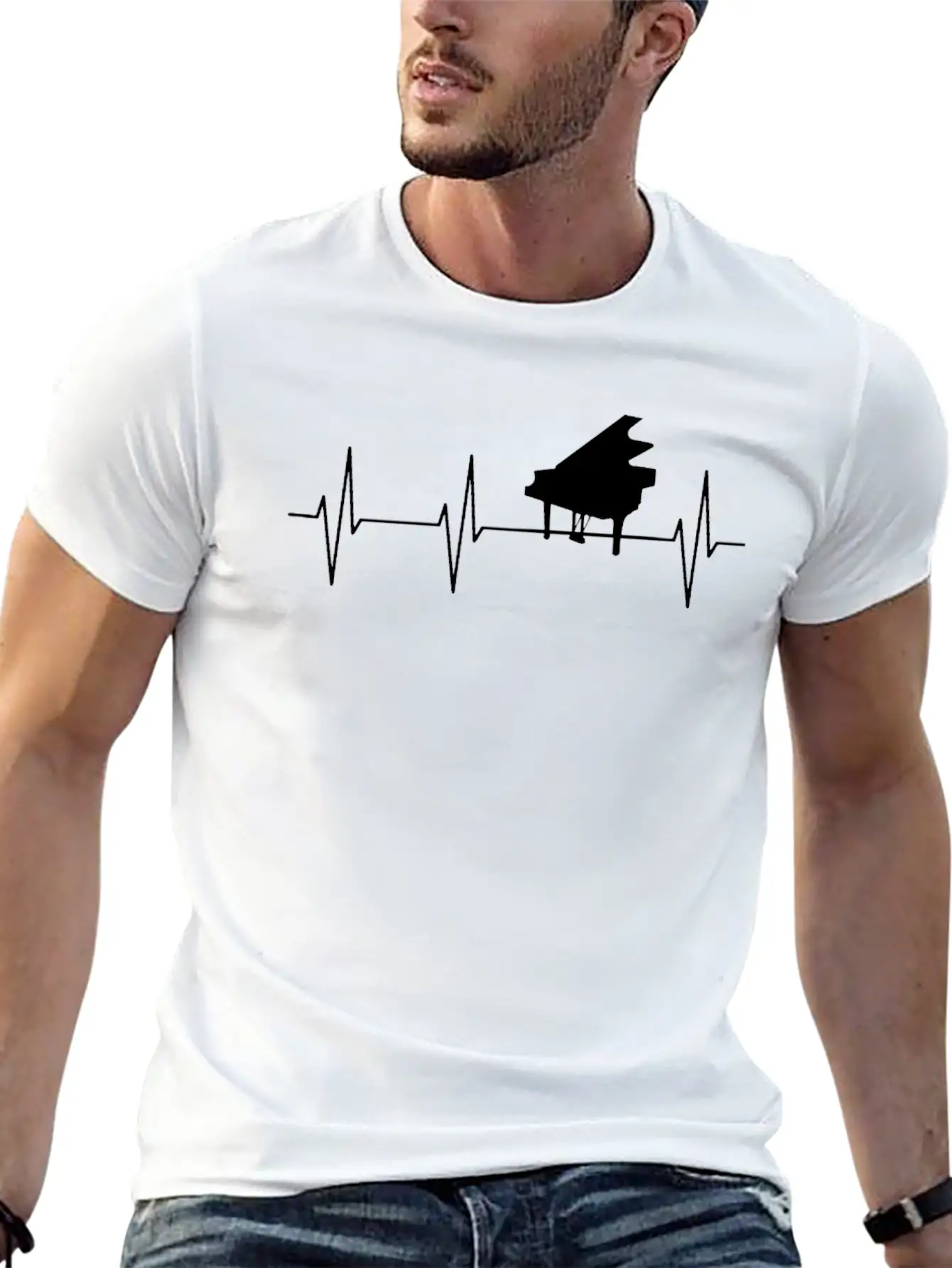 My Heart Beats For Piano Basic Graphic T-Shirt – Daily Comfort In Soft Cotton