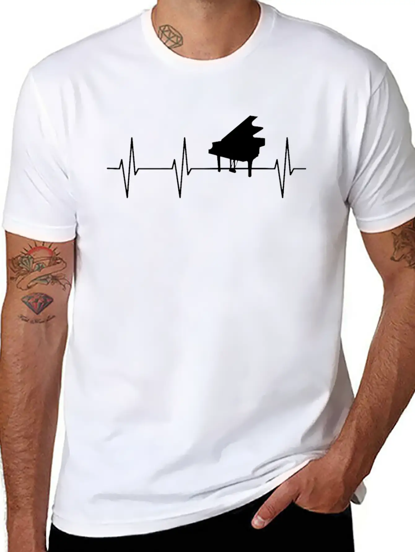 My Heart Beats For Piano Basic Graphic T-Shirt – Daily Comfort In Soft Cotton