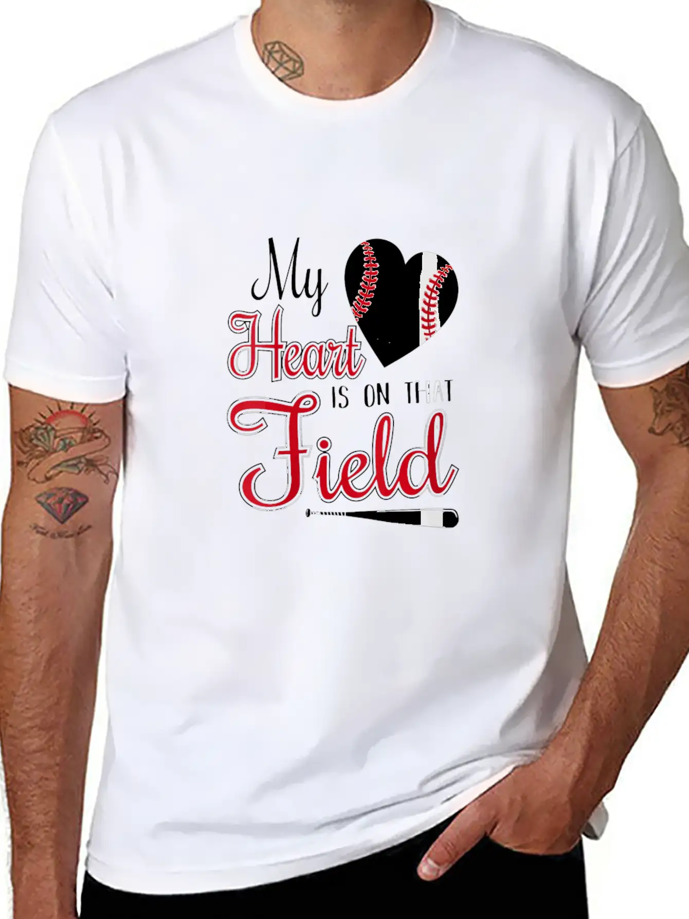 My Heart Is On That Field Baseball Design For Mom Classic Cotton Tee – Unisex Comfort For Any Season